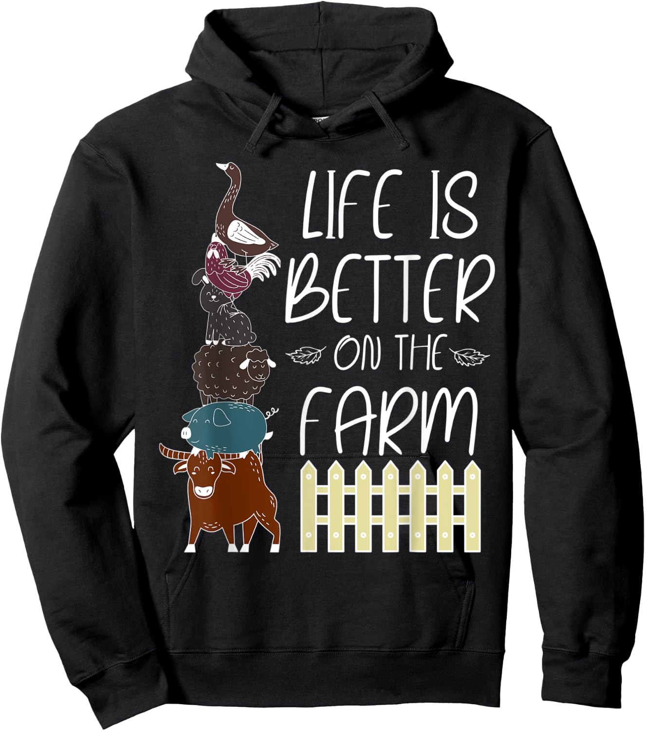 Life is better on the Farm Cute Animal Friends, Farm Girl Hoodie - Hoodie | Black