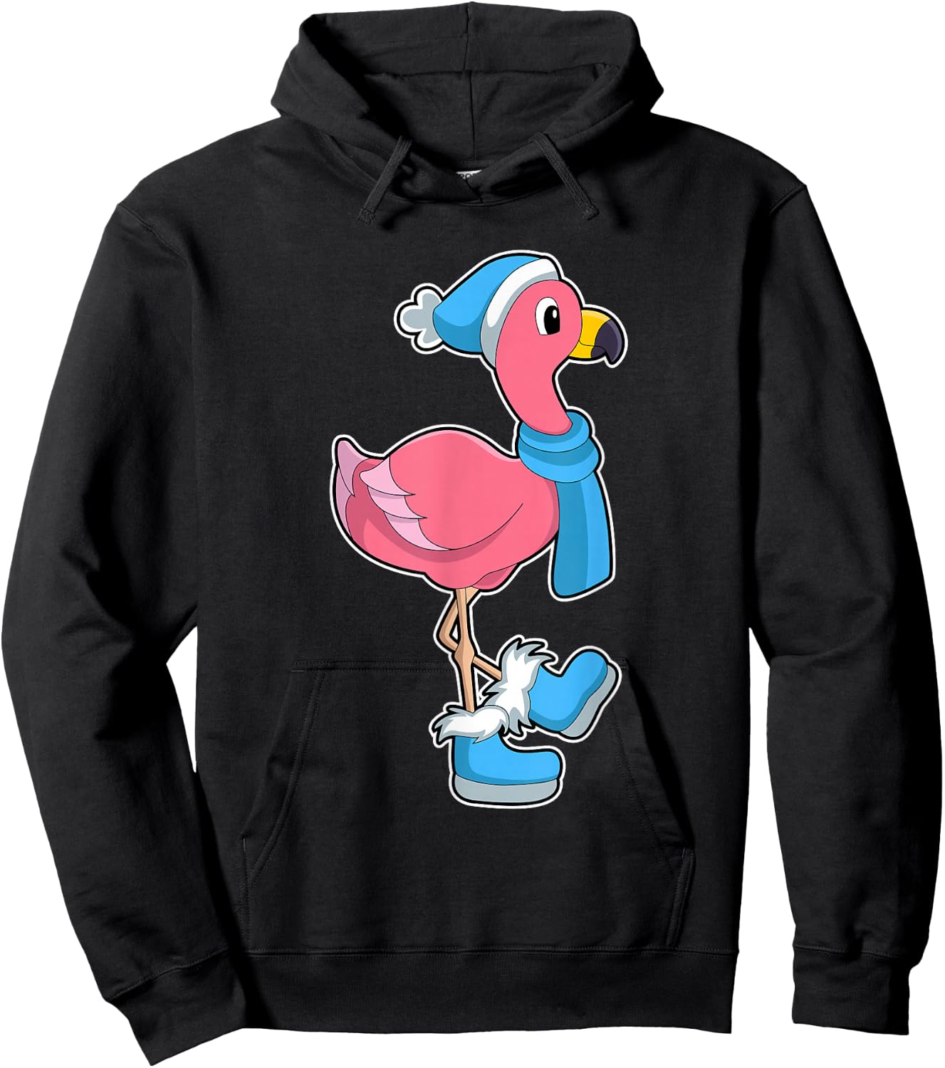 Flamingo Winter Scarf Hoodie - Hoodie | Black