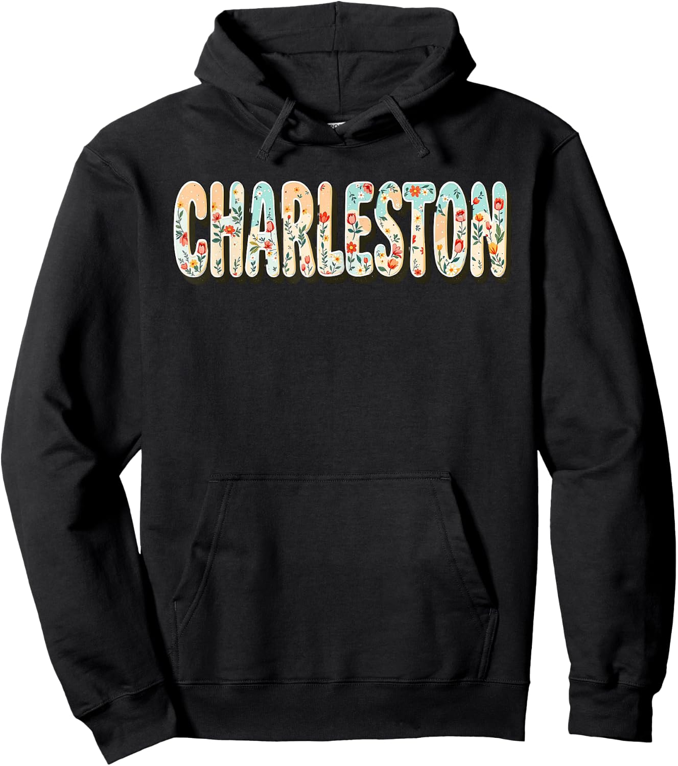 Charleston SC Bachelorette, Vintage 70s Retro Wildflowers Hoodie - Hoodie | Black