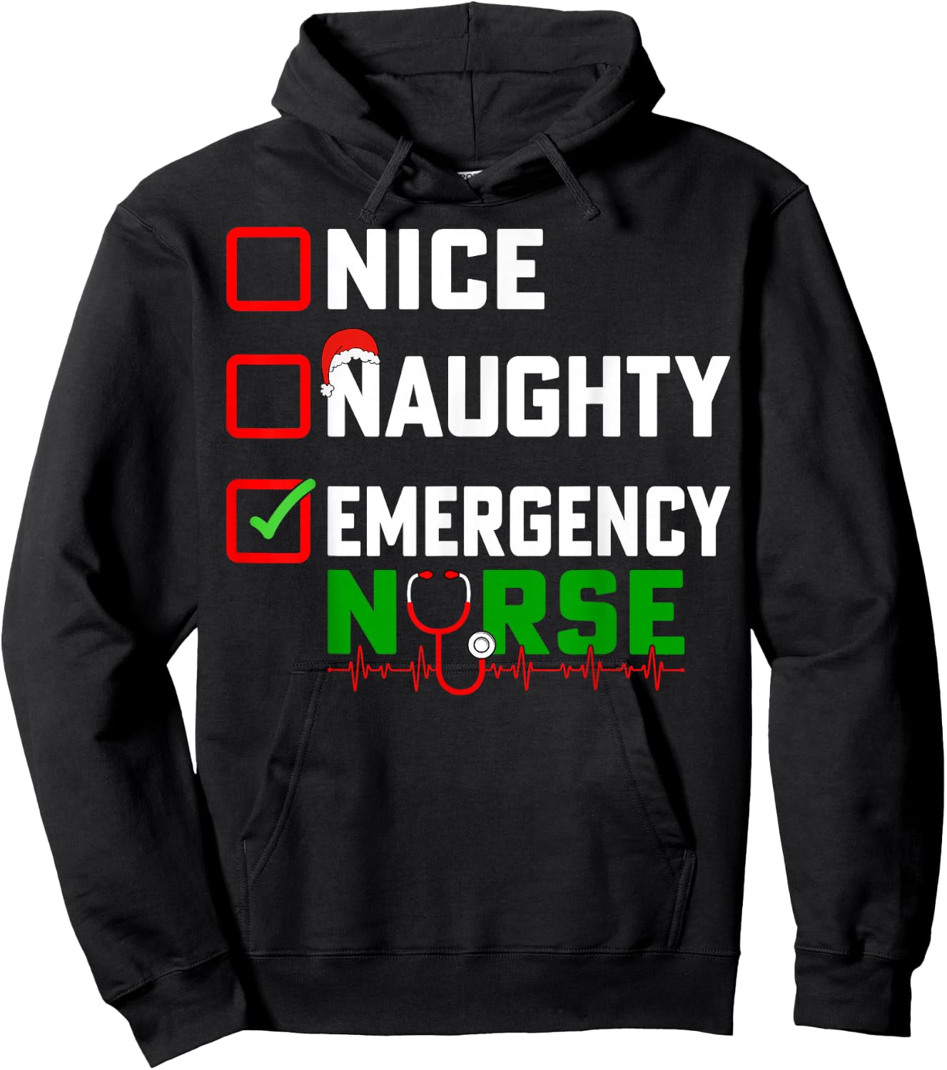 Nice Naughty Emergency Nurse Xmas ER Nursing Christmas Hoodie - Hoodie | Black