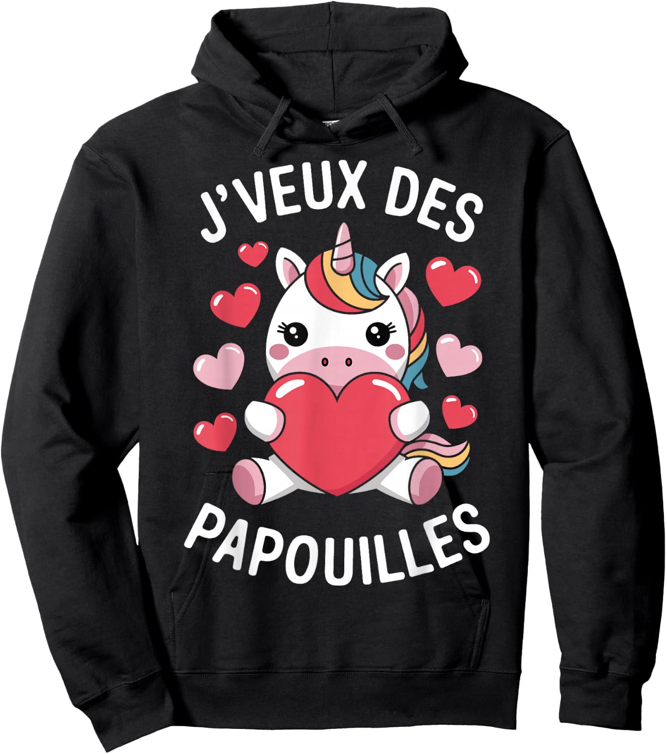 I Want Papouilles Love Couple Humor Valentine's Day , Black, S Hoodie - Hoodie | Black