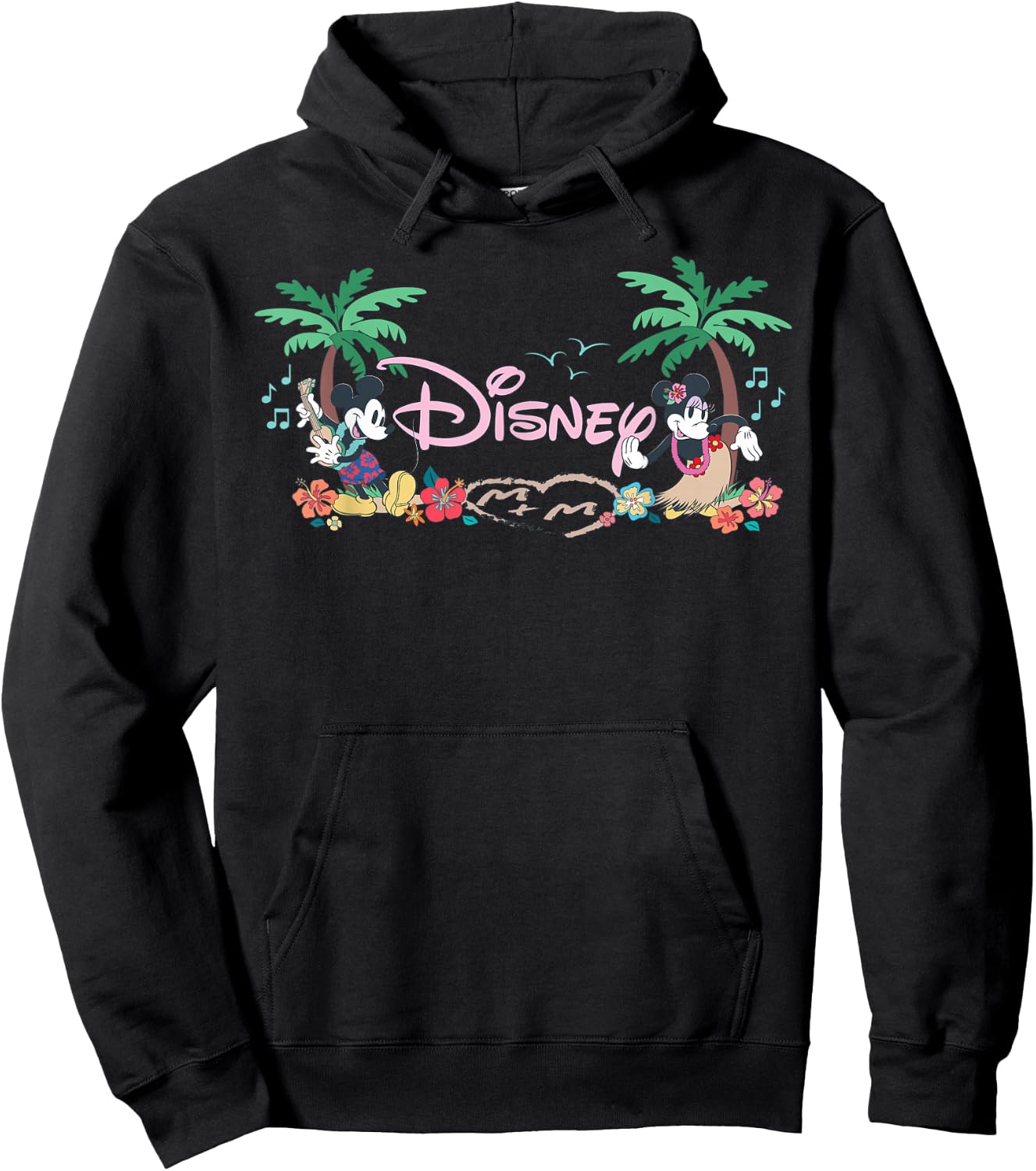 Disney Mickey & Minnie Tropical Island Vacation Script Logo Hoodie - Hoodie | Black