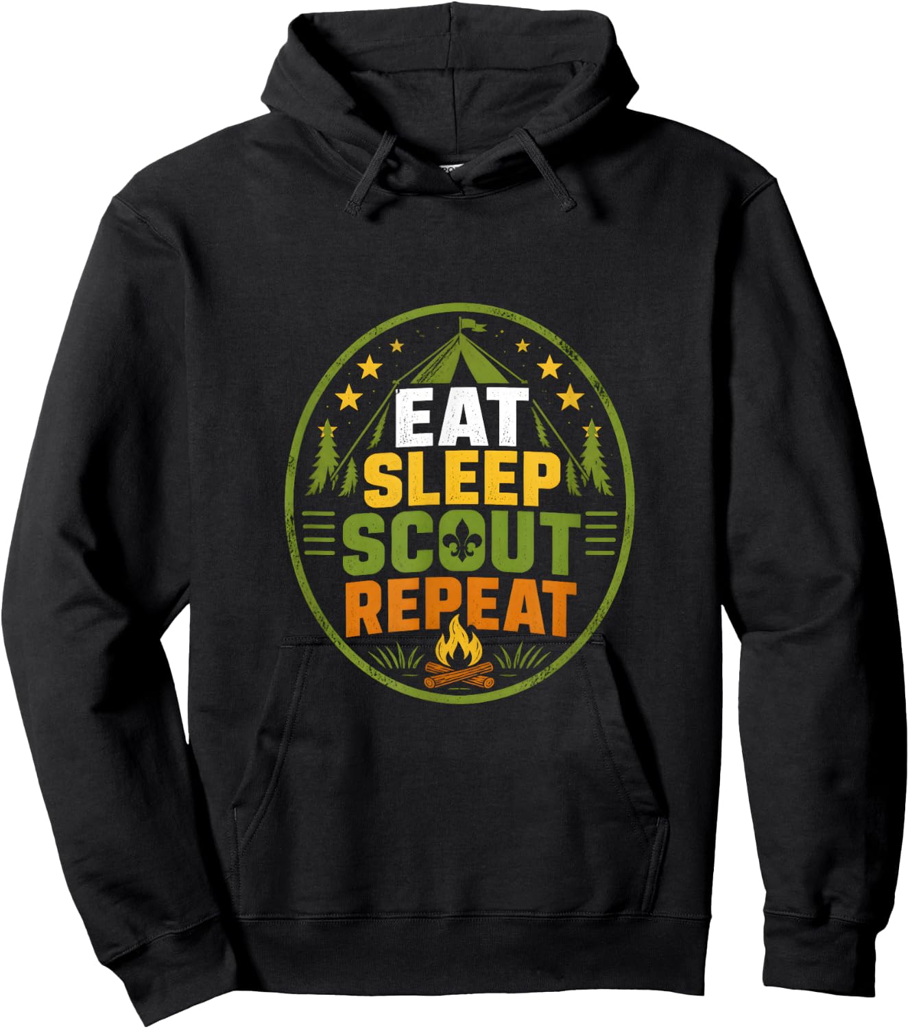 Eat Sleep Scout Repeat Scouts BSA Camp Badge Hoodie - Hoodie | Black