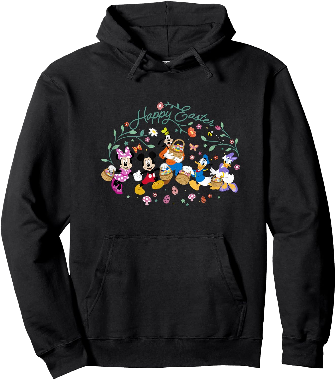 Disney Mickey And Friends Happy Easter Spring Floral Holiday Hoodie - Hoodie | Black