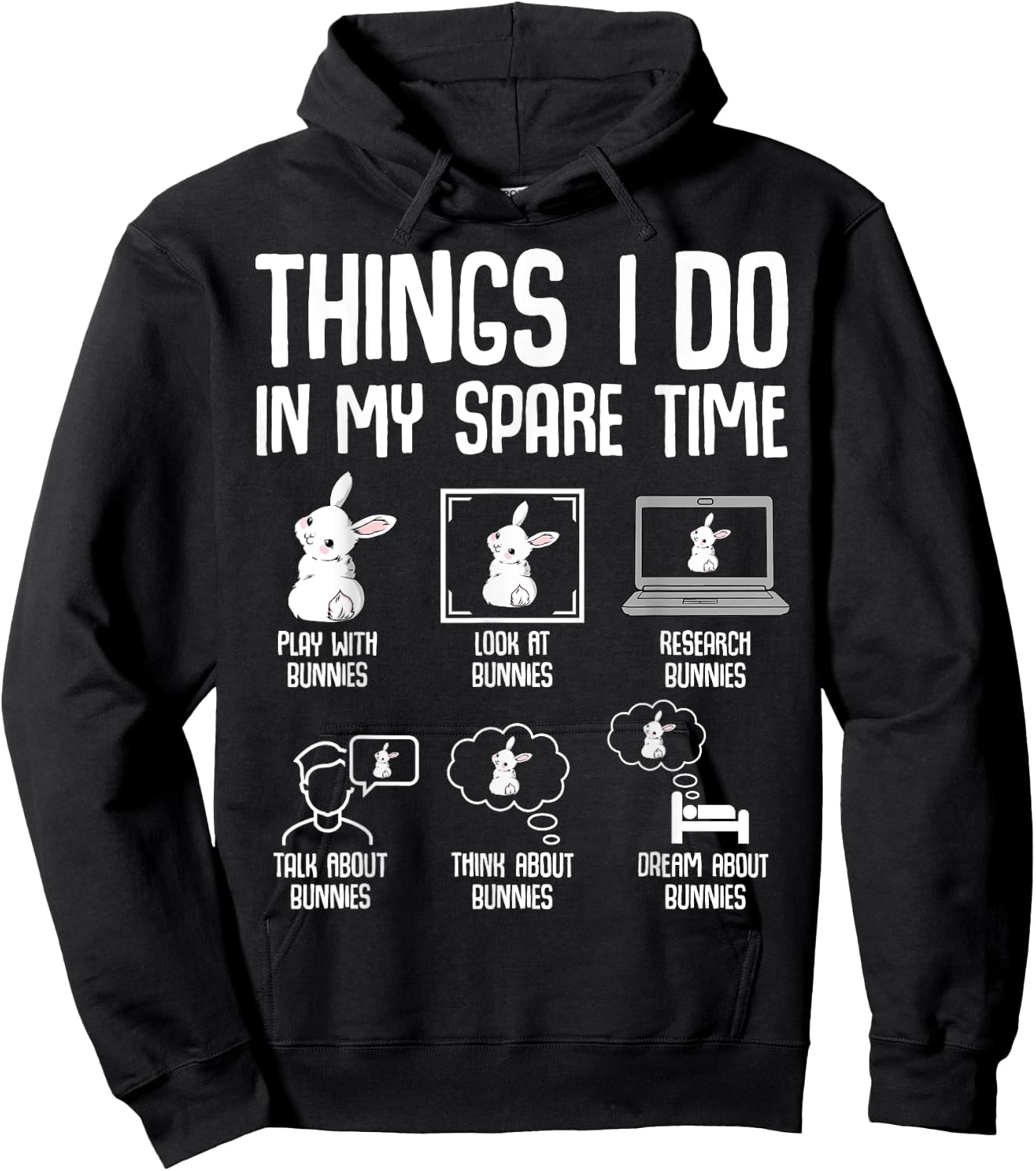 Things I Do In My Spare Time Bunny Rabbit Girls Kids Hoodie - Hoodie | Black