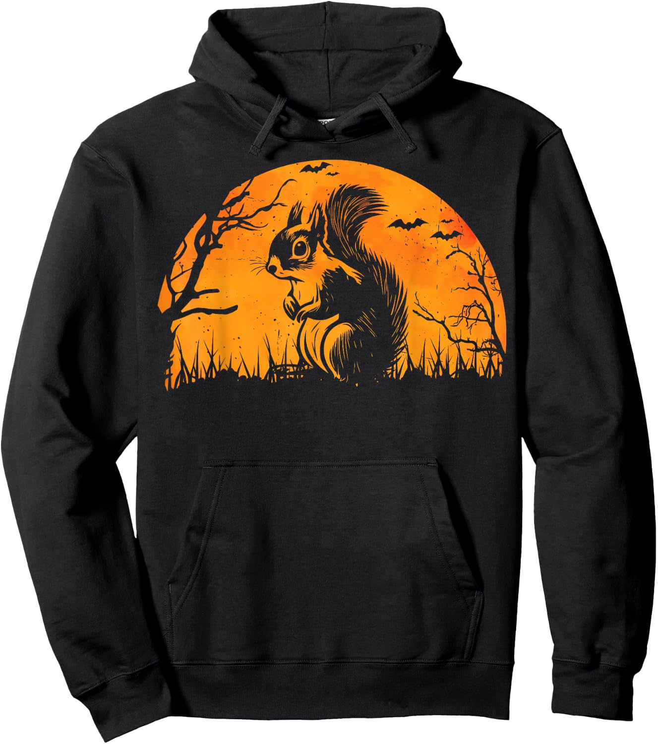 Funny Squirrel Halloween Silhouette Spooky Squirrel Lover Hoodie - Hoodie | Black
