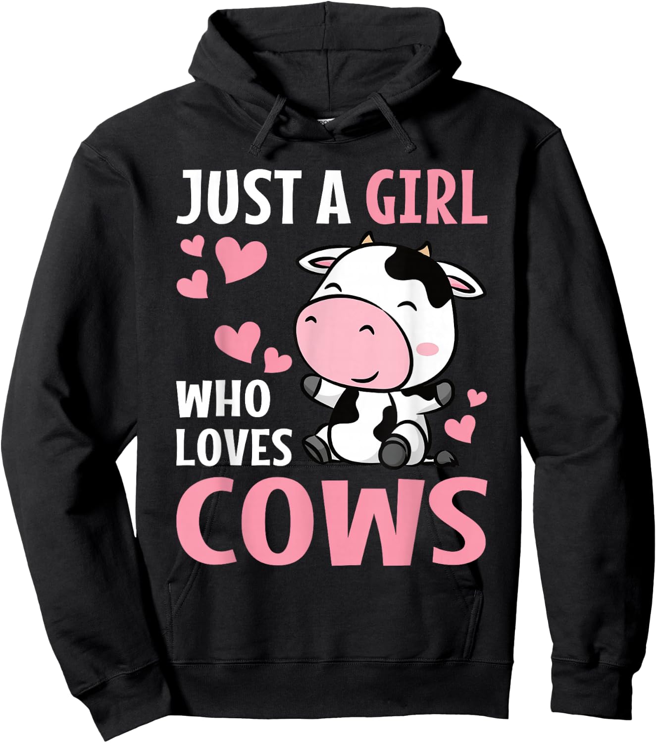 Just A Girl Who Loves Cows Cute Cowgirl Cow Lover Kids Hoodie - Hoodie | Black