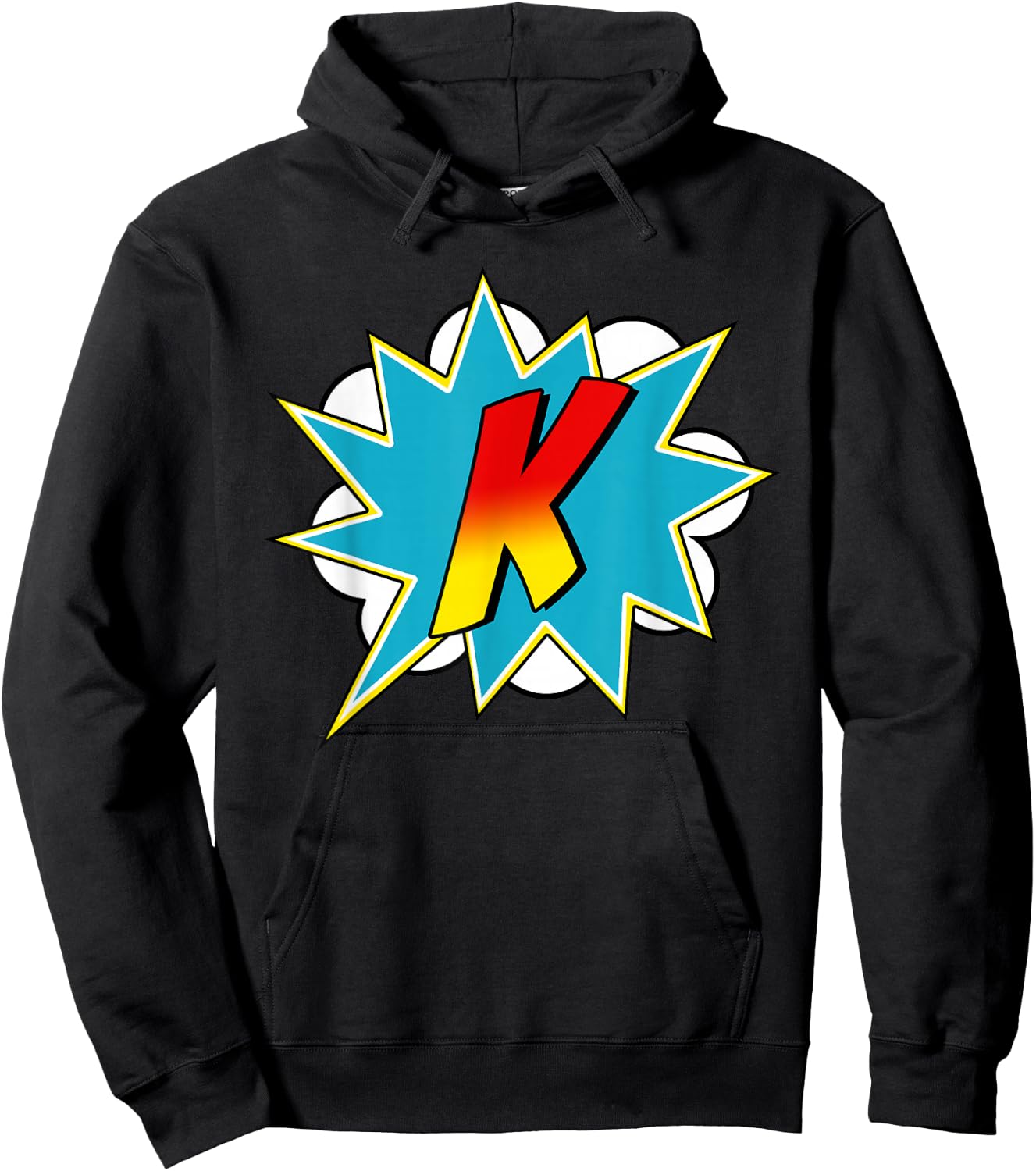 Letter K Superhero Name Comic Letter Retro Costume Hoodie - Hoodie | Black
