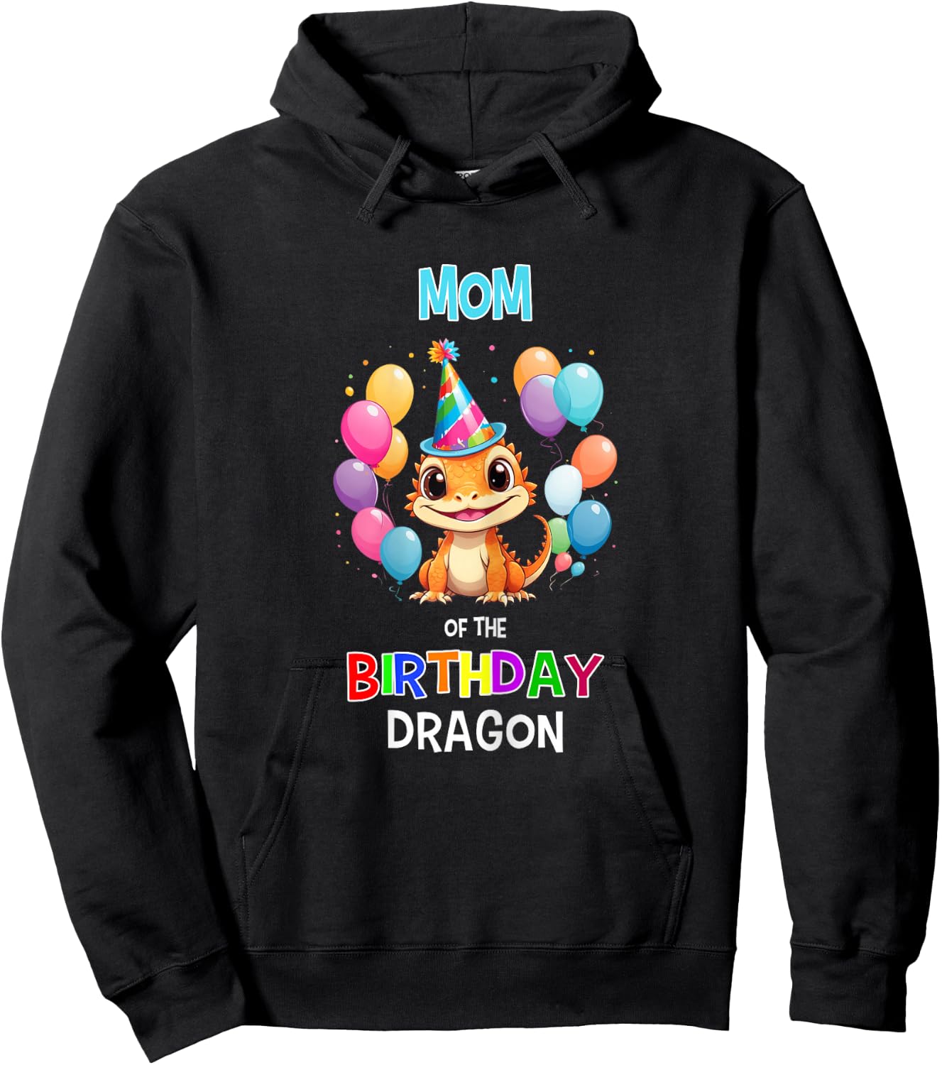 Bearded Dragon Birthday Party Mom of Birthday Dragon Hoodie - Hoodie | Black
