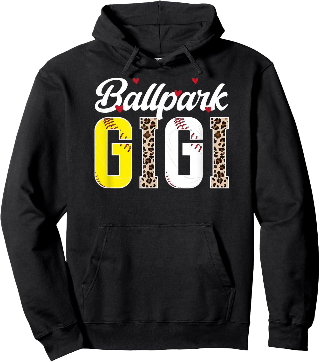 Ballpark Gigi Leopard Baseball Softball Gigi Grandma Hoodie - Hoodie | Black