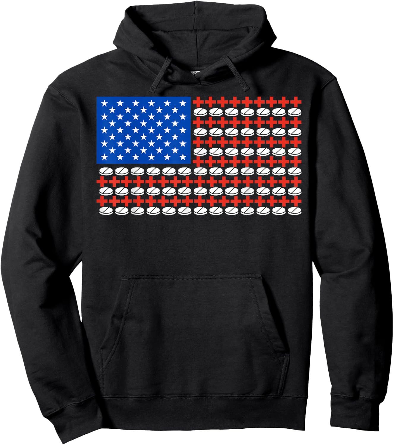 Medical Nursing Doctor US Flag 4th Of July Pharmacy Tech Hoodie - Hoodie | Black