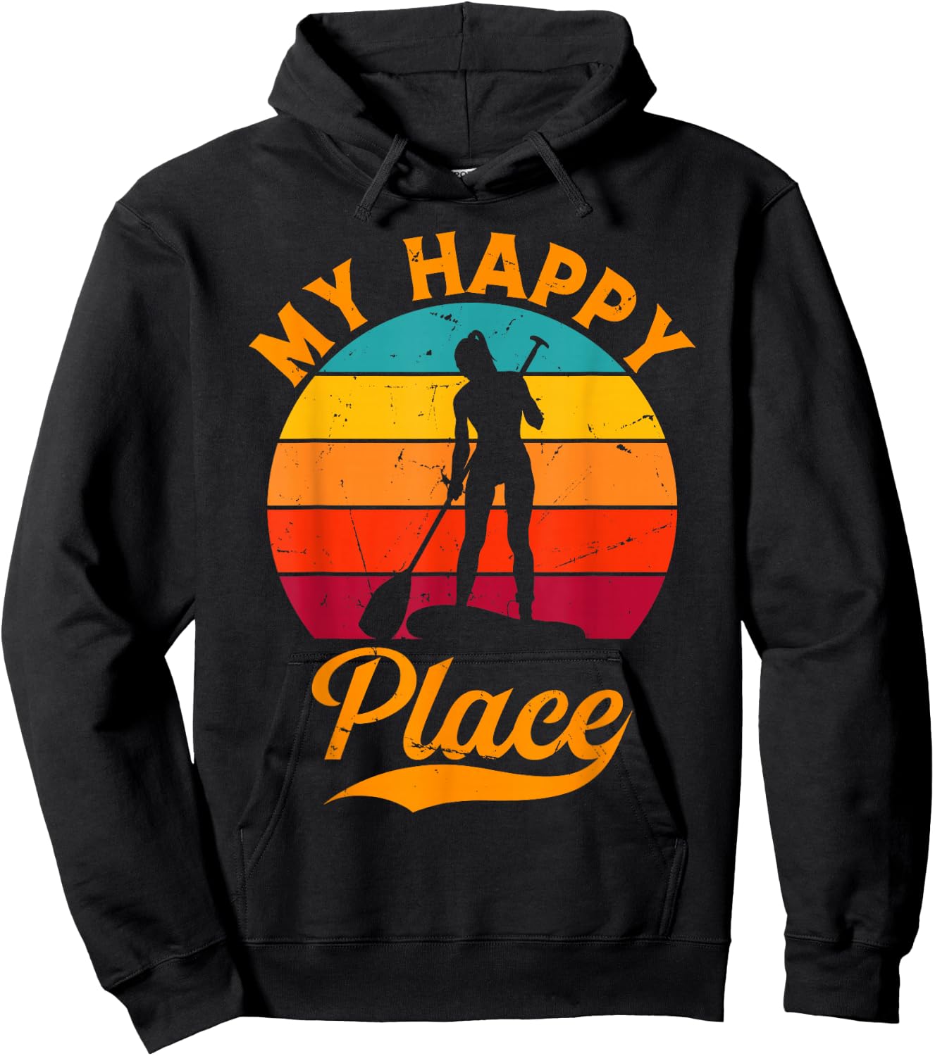 SUP Girl My Happy Place - Water Sports Stand Up Paddle Board Hoodie - Hoodie | Black