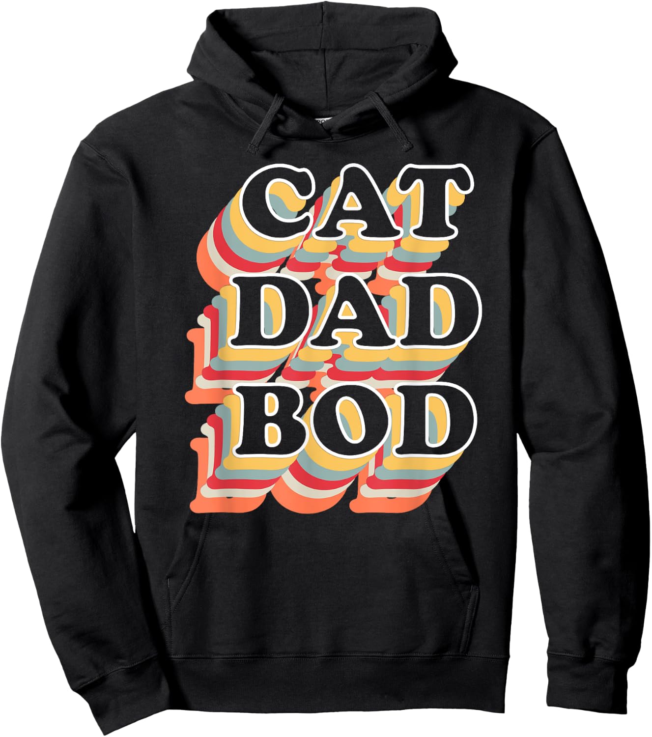 Cat Dad Bod Vintage Retro Fitness Gym Gifts for Cat Dads Hoodie - Hoodie | Black