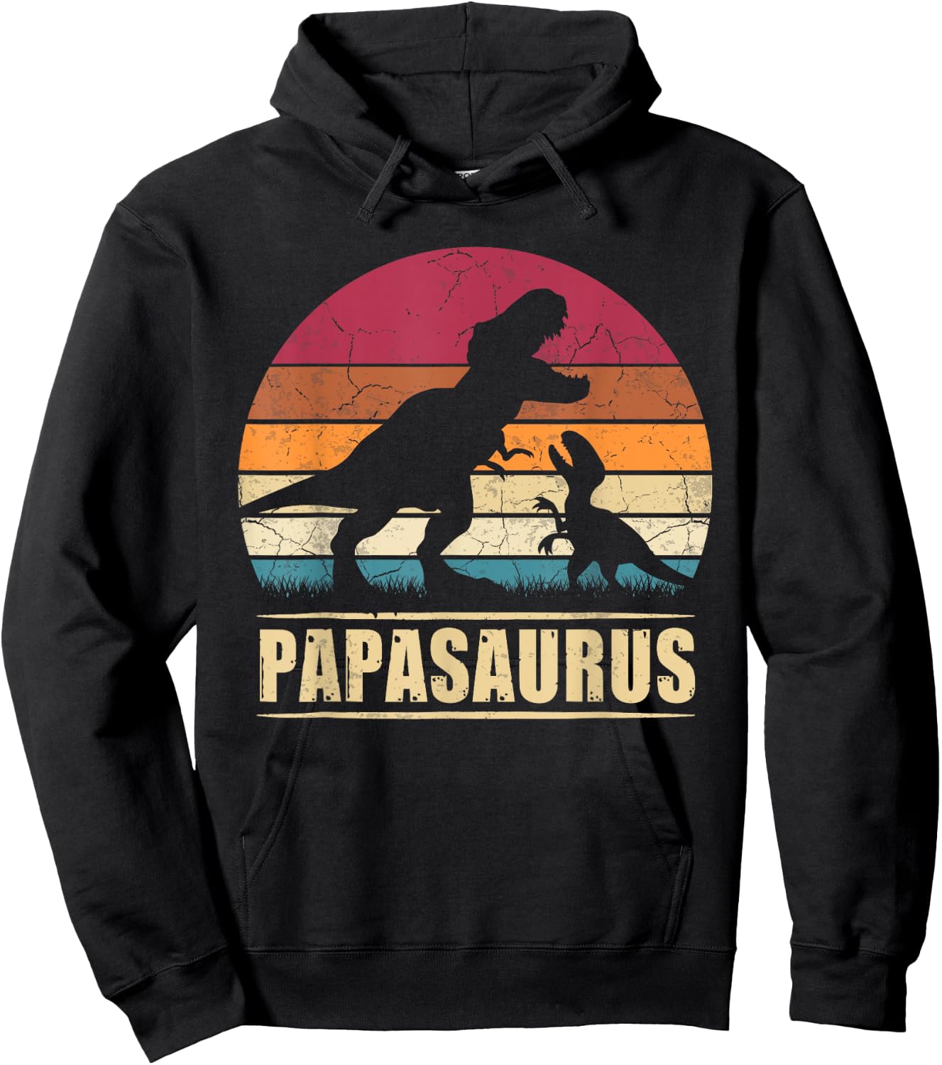 Vatertag Papasaurus Vintage T-Rex Dinosaur Papa Father's Day Hoodie - Hoodie | Black