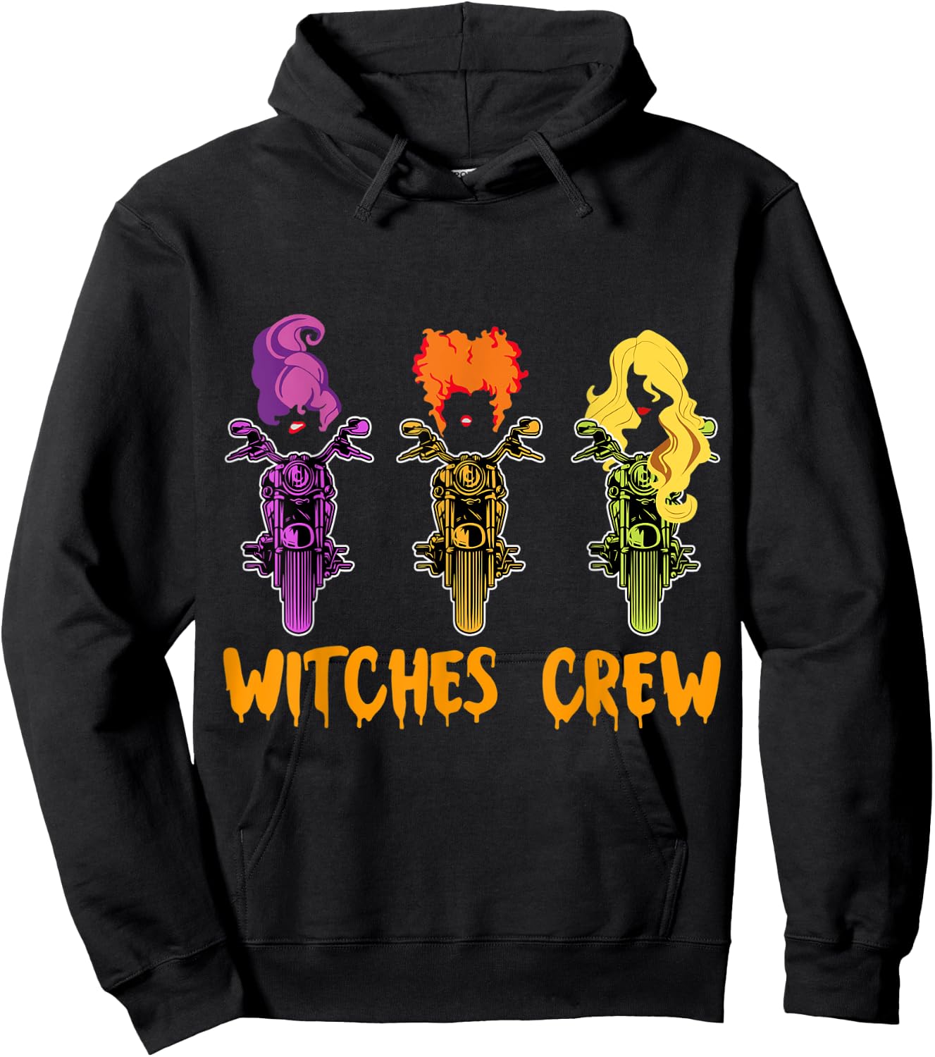 Witches Crew With Chopper Motorcycle for Halloween Hoodie - Hoodie | Black