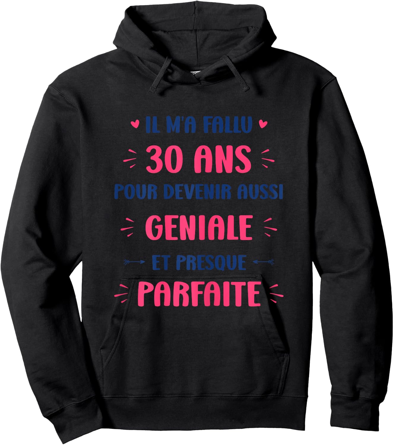 Funny Awesome 30th Birthday Woman 30 Years , white, Female X-Small Hoodie - Hoodie | Black