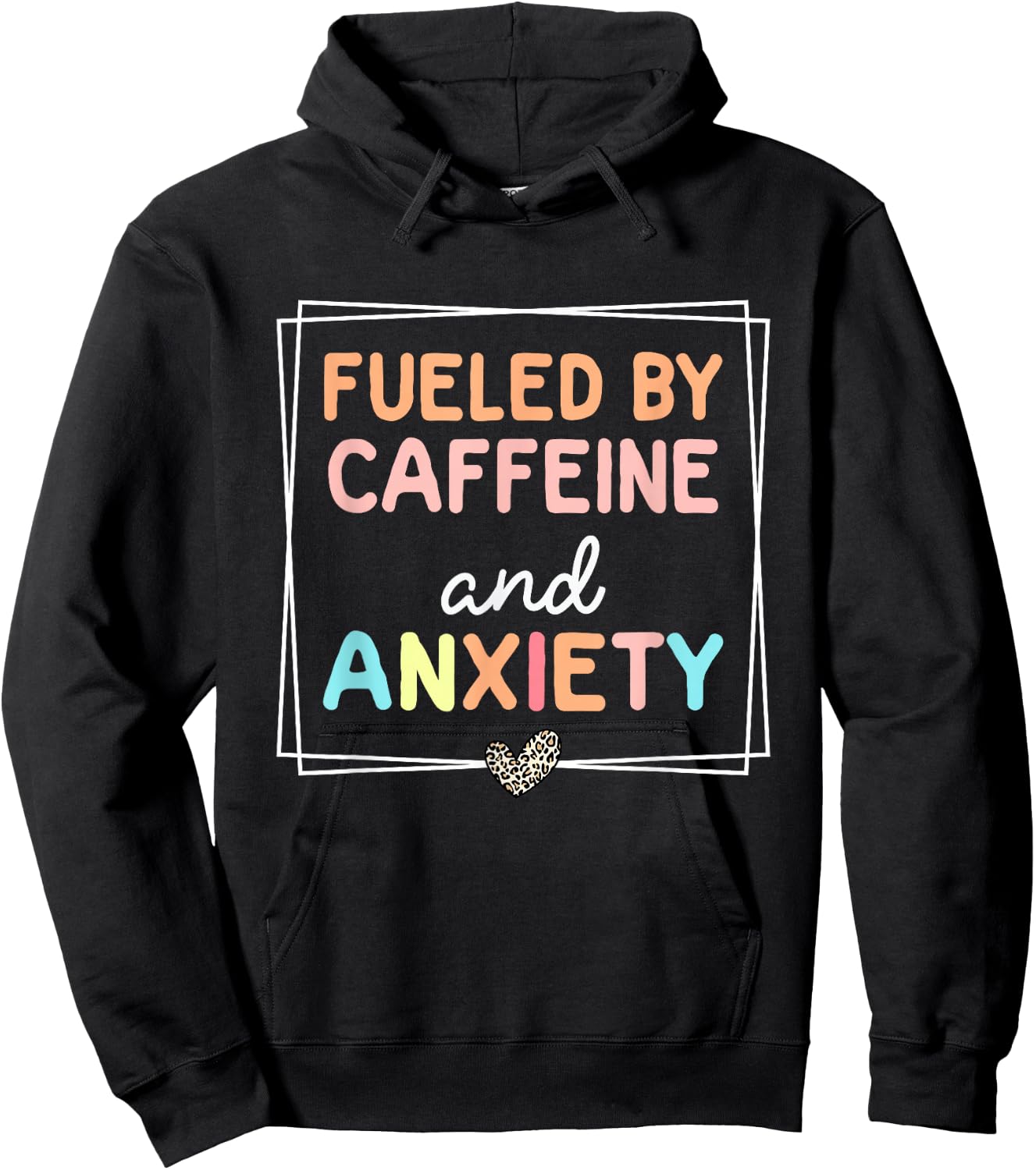 Fueled By Caffeine And Anxiety Leopard Retro Coffee Lover Hoodie - Hoodie | Black