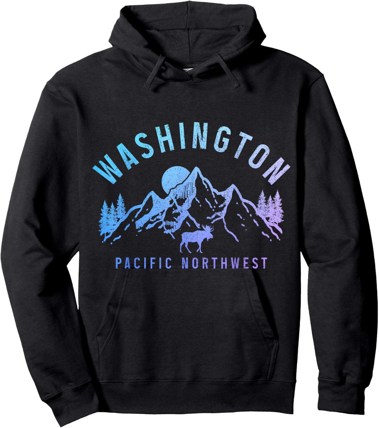 Washington Moose Hiking Nature PNW Hoodie - Hoodie | Black