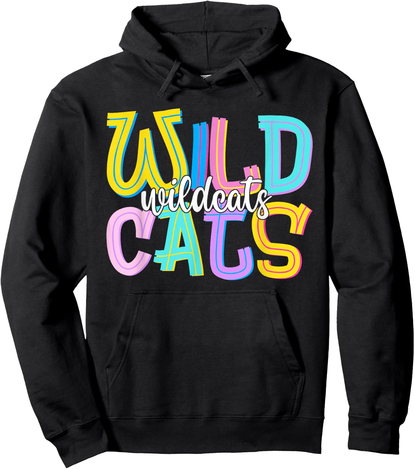 Wildcats School Spirit Groovy Back to School Girls Hoodie - Hoodie | Black