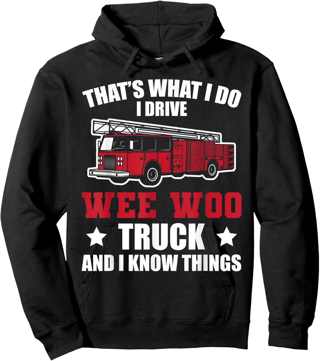 Fire Truck Fireman Wee Woo Fire Truck Hoodie - Hoodie | Black
