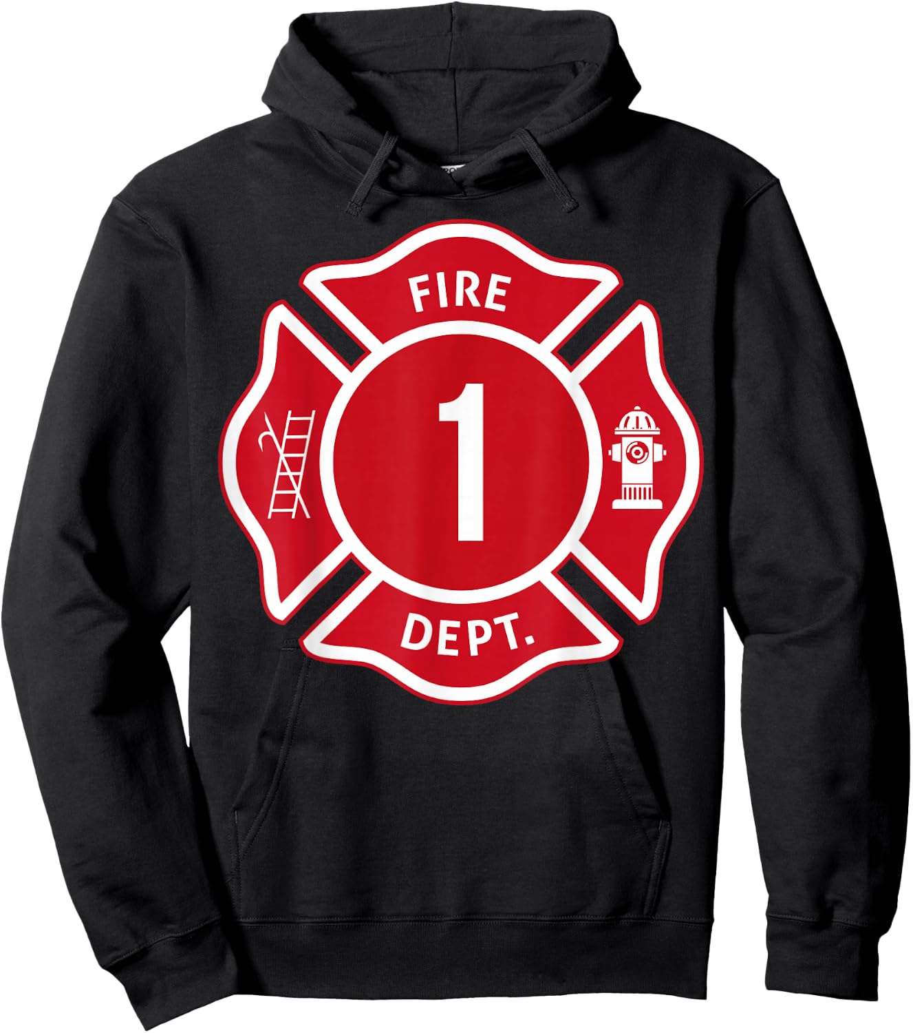 Kids Fire Truck 1st Birthday Boy Firefighter 1 Year Old Hoodie - Hoodie | Black