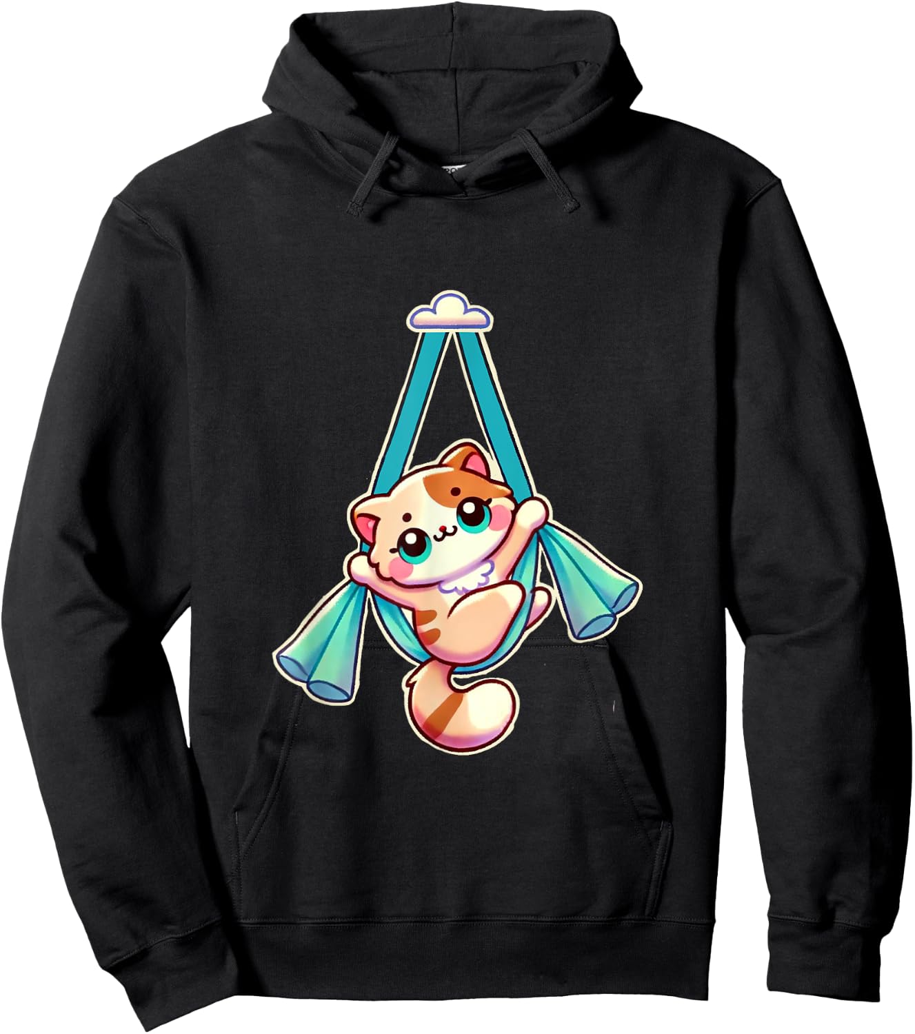 AD Designs Hang In There Aerial Kitty Aerialist Cat Silks Hoodie - Hoodie | Black