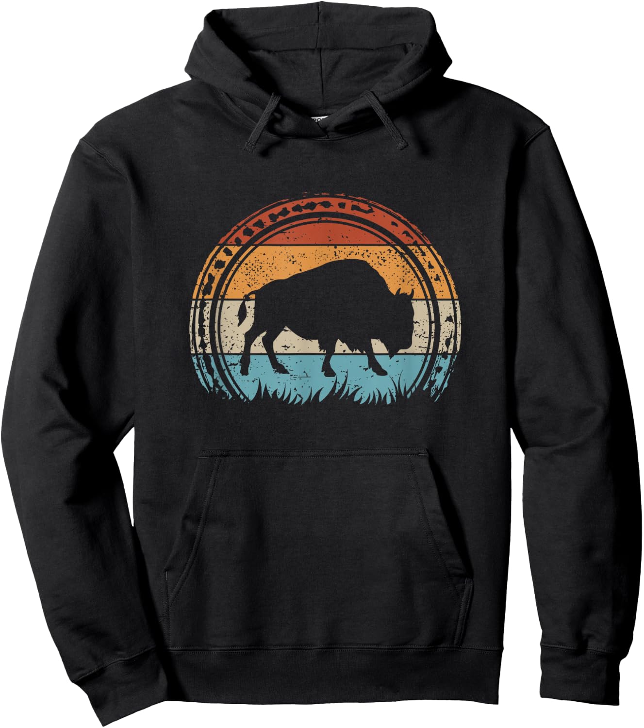Retro Bison National Park Vintage American Buffalo Hoodie - Hoodie | Black
