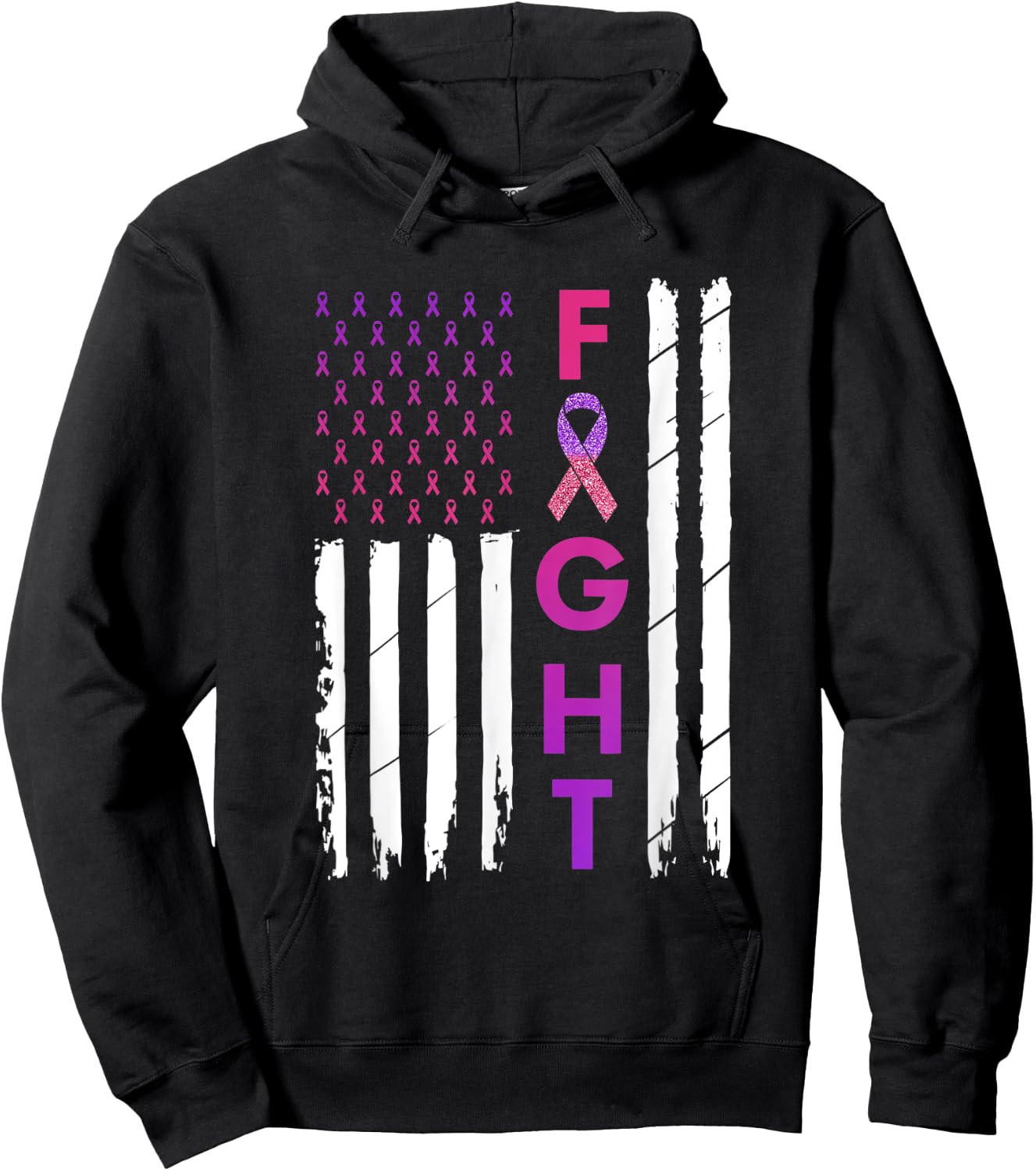 Breast Cancer & Domestic Violence Awareness Fight Survivor Hoodie - Hoodie | Black