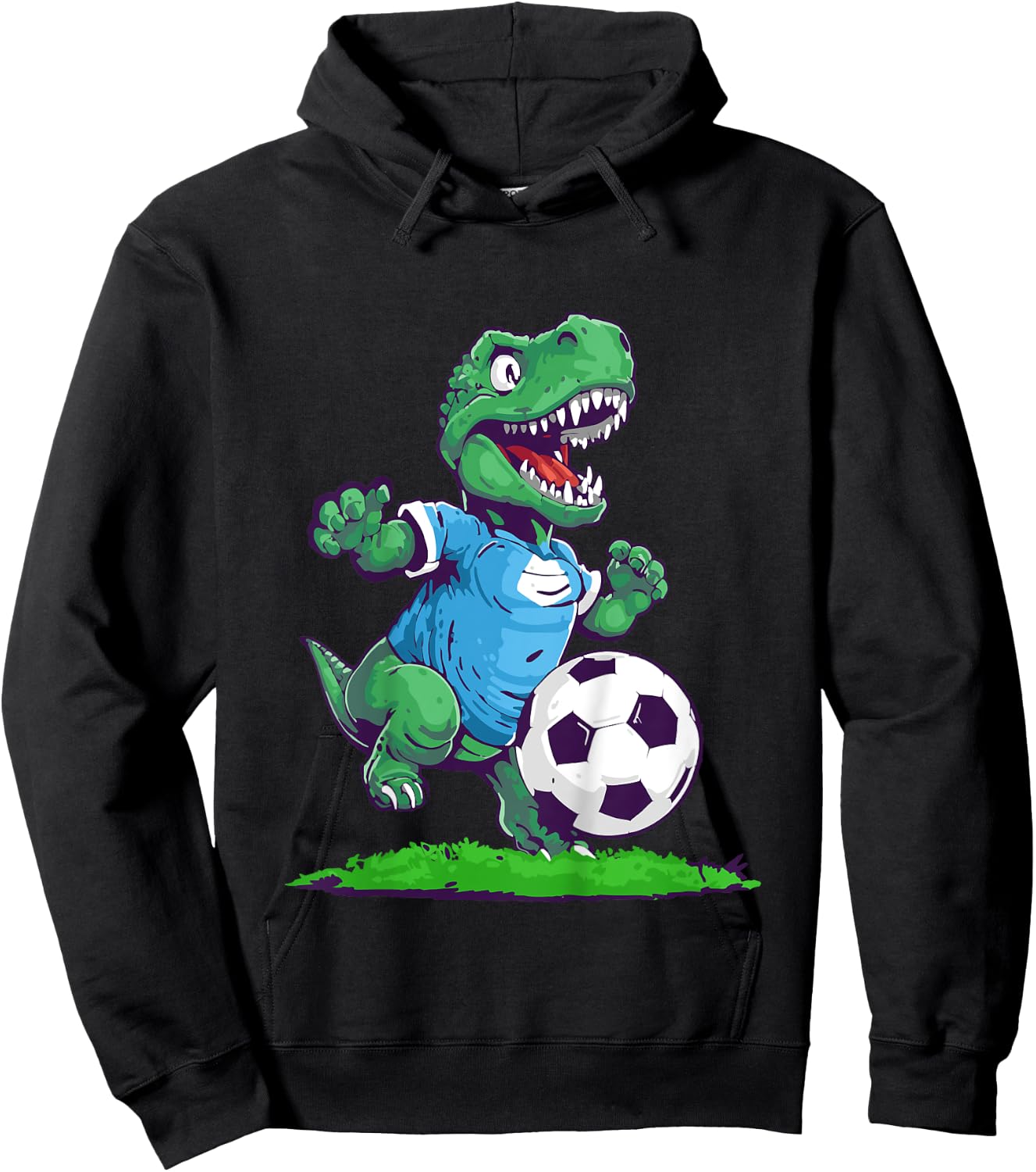 Dinosaurier-Fußball, lustiger Dino Hoodie - Hoodie | Black