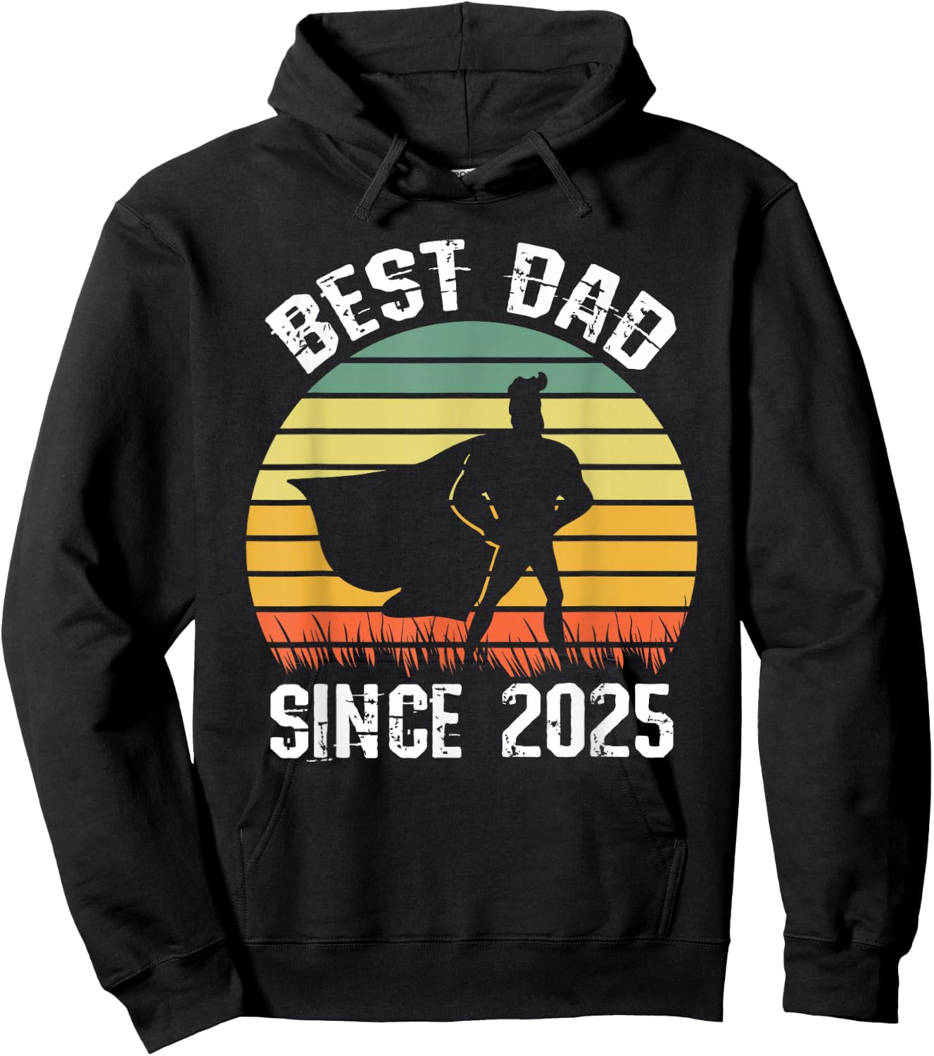 Best Dad Since 2025 Super Father Birthday Retro Hoodie - Hoodie | Black