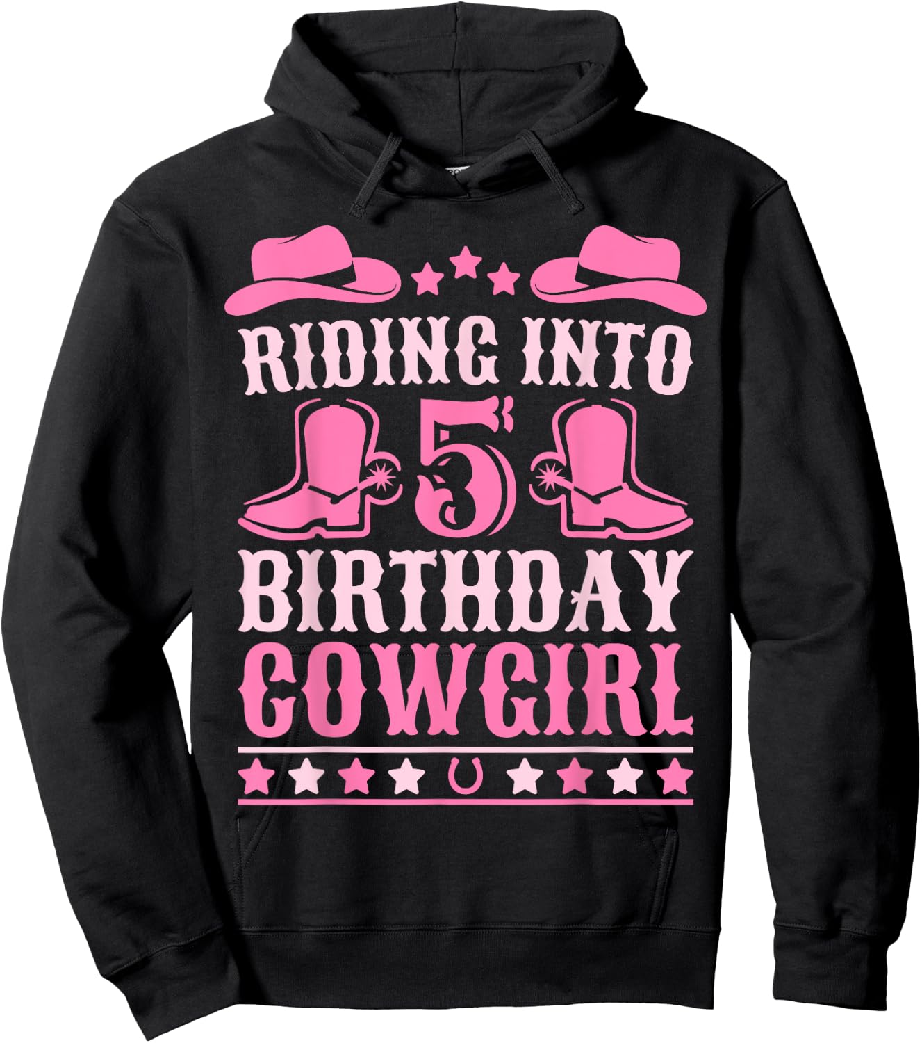 5yr Old Birthday Cowgirl Outfit 5 Year Old Girl 5th Birthday Hoodie - Hoodie | Black