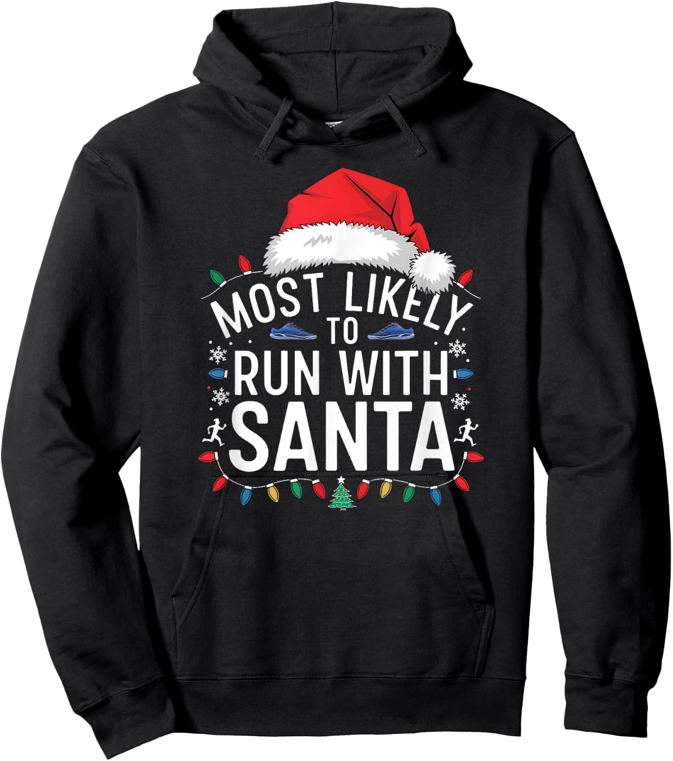 Most Likely to Run with Santa Christmas Runner Fun Hoodie - Hoodie | Black
