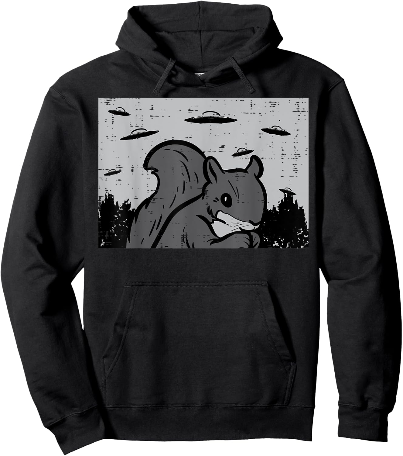 Squirrel UFOs Alien Vintage Animal Rodent Men Women Kids Hoodie - Hoodie | Black