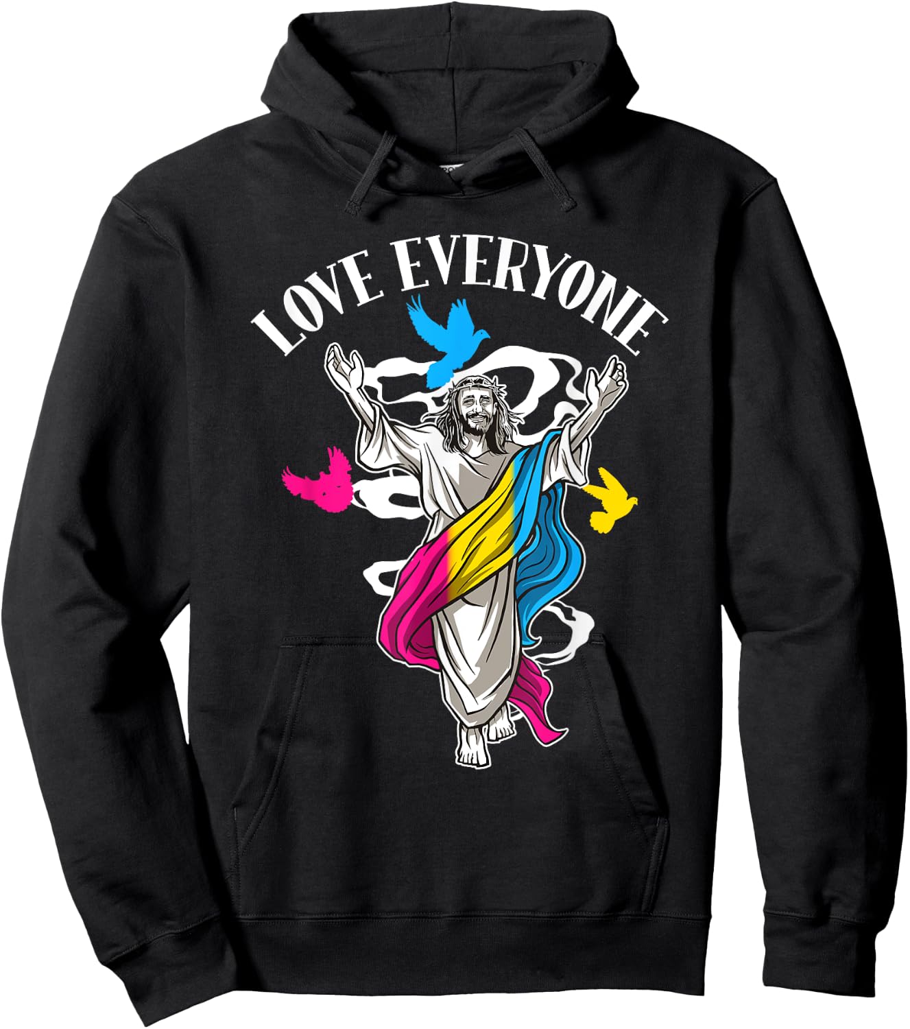 Love Everyone, Christian Pan Pride Jesus, Pansexual Love Hoodie - Hoodie | Black