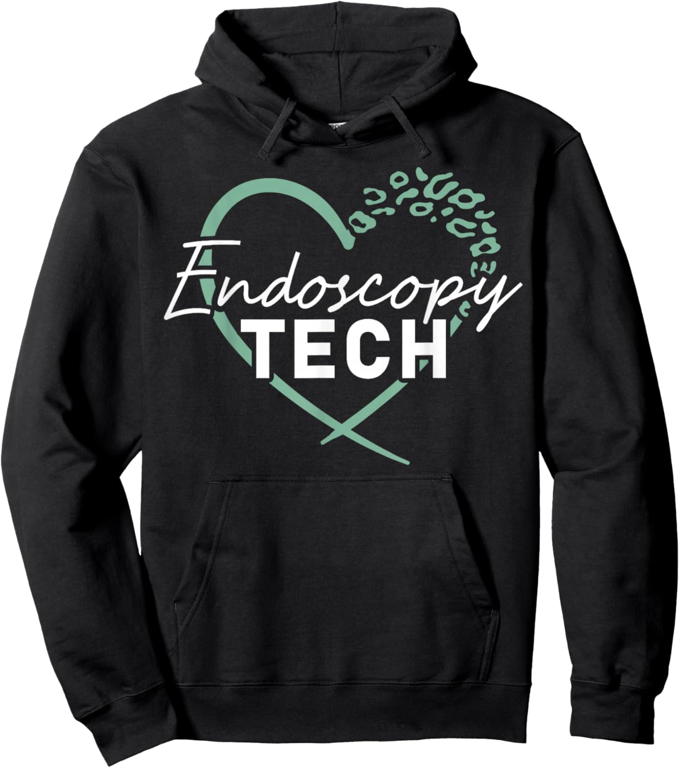 Endoscopy Tech Technician Heart Leopard Hoodie - Hoodie | Black