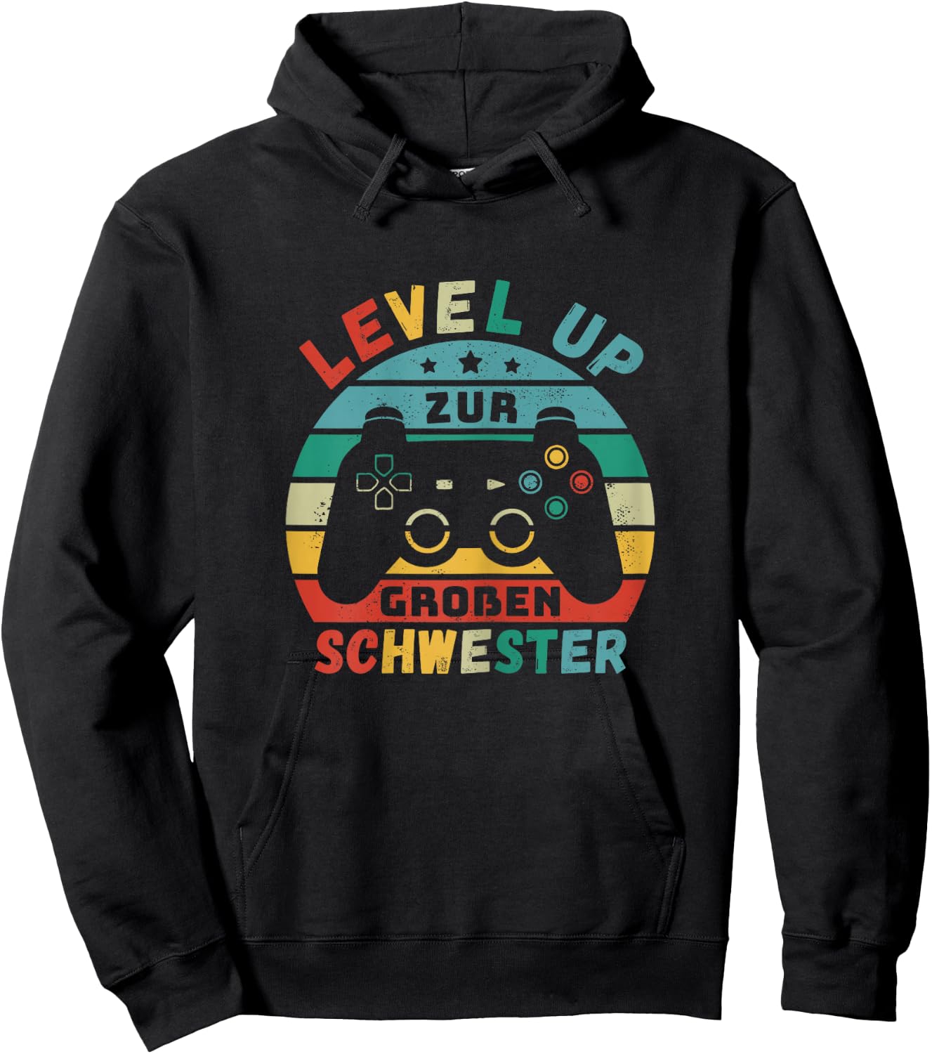 Level Up for Big Sister Birth Pregnant Girls Gamer , black, s Hoodie - Hoodie | Black