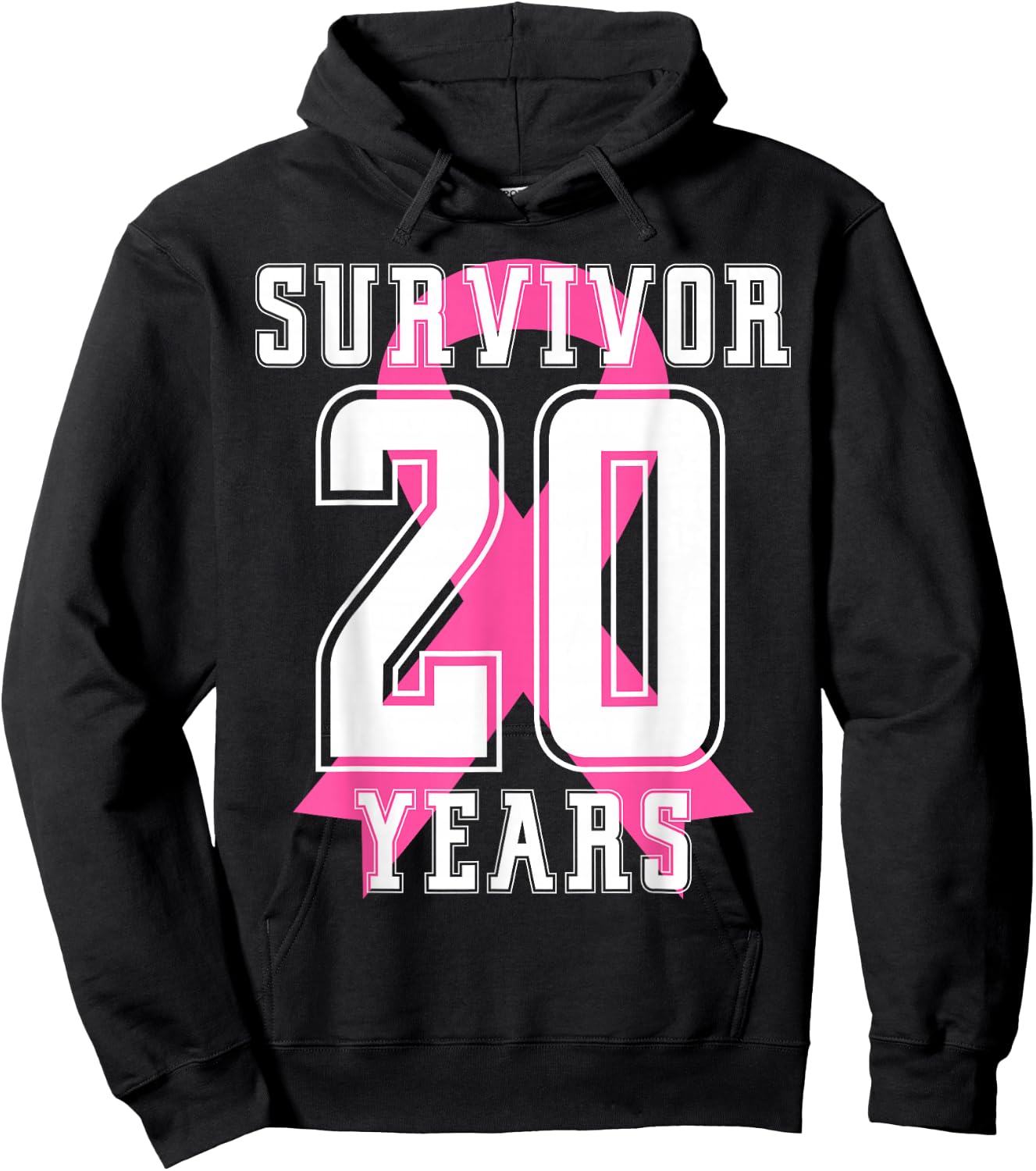 20 Years Free Survivor Breast Cancer Awareness Pink Ribbon Hoodie - Hoodie | Black