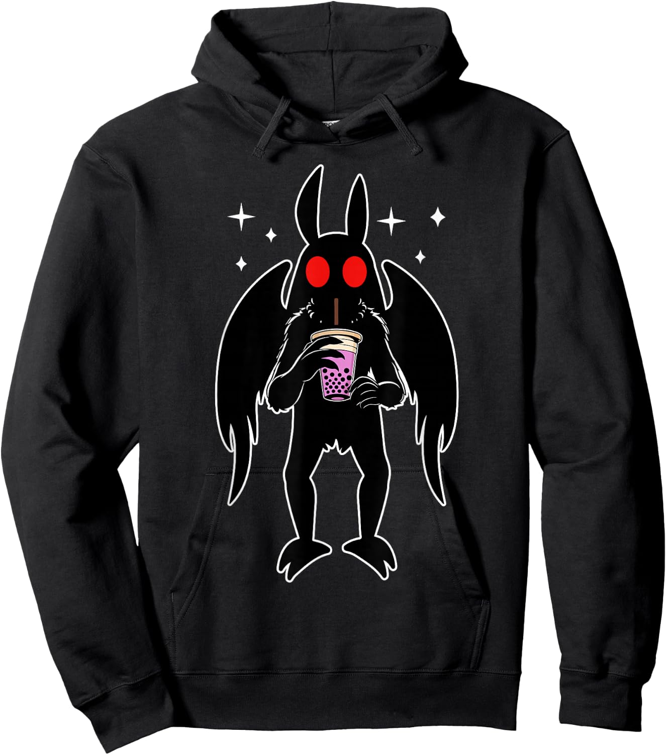 Funny Mothman Bubble Tea Kawaii Boba Tea Hoodie - Hoodie | Black