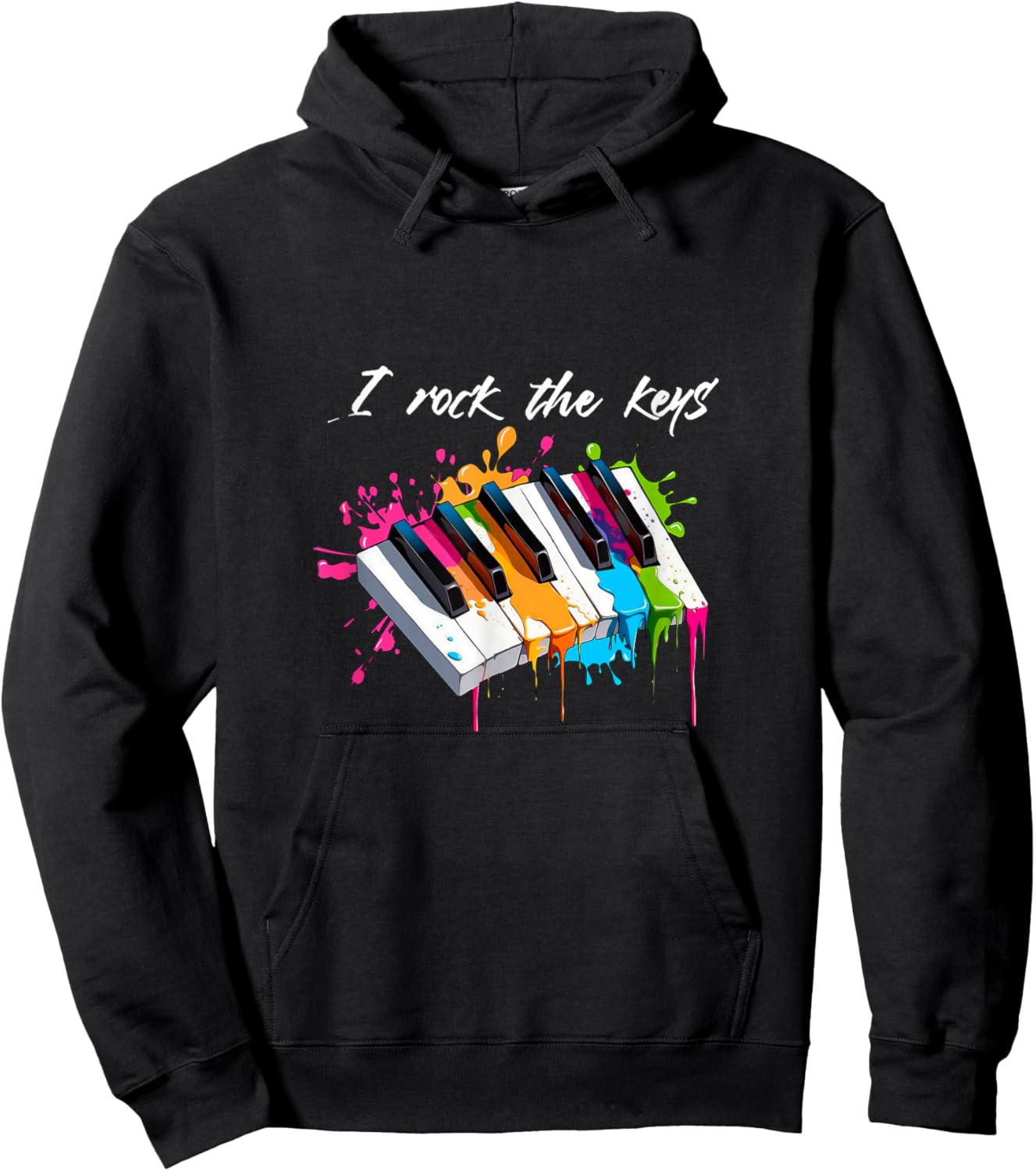 with "I Rock the Keys" Musician Keyboard Piano, black Hoodie - Hoodie | Black