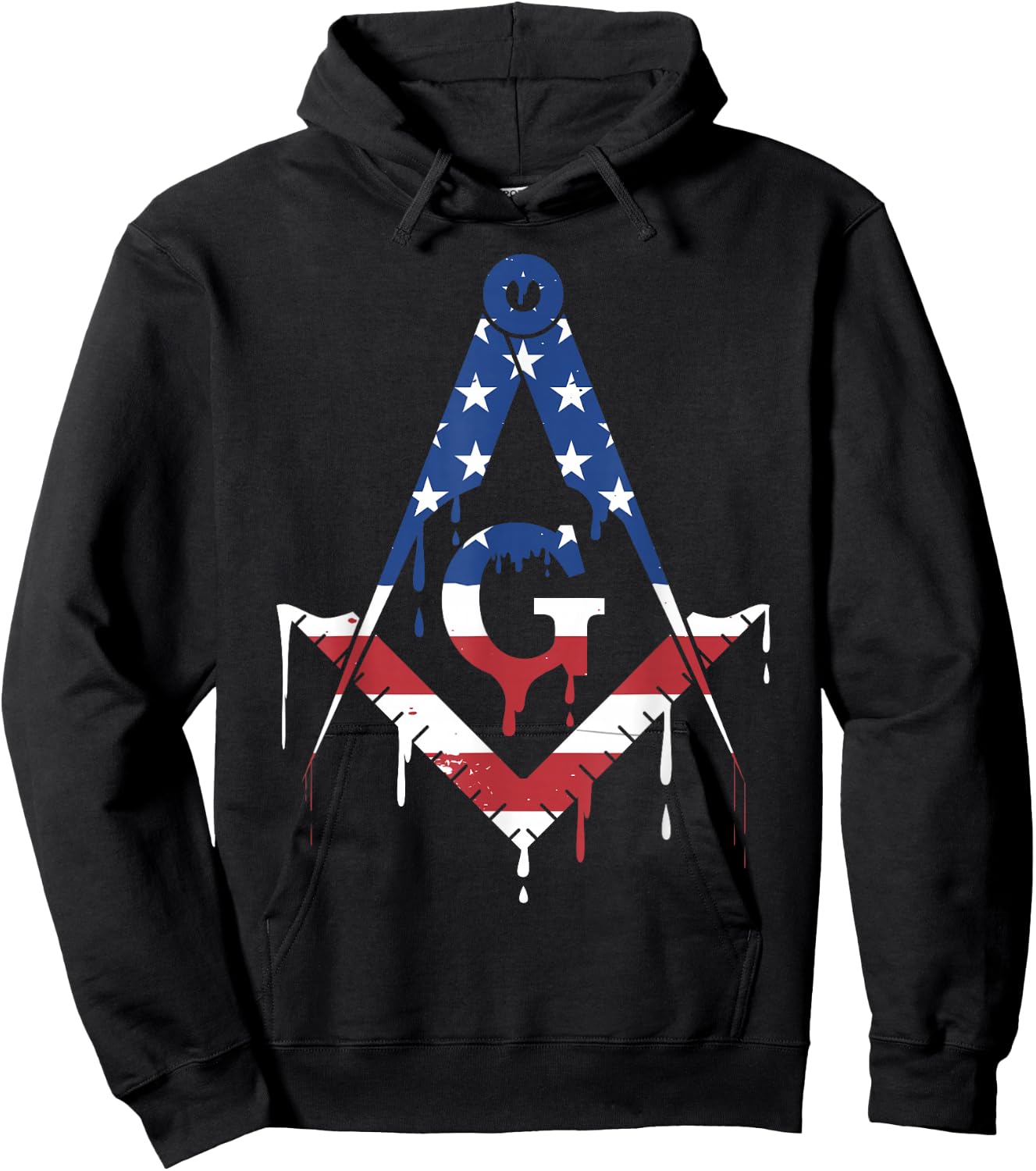 Freemason Masonic Freemasonry American Flag USA Drip Hoodie - Hoodie | Black