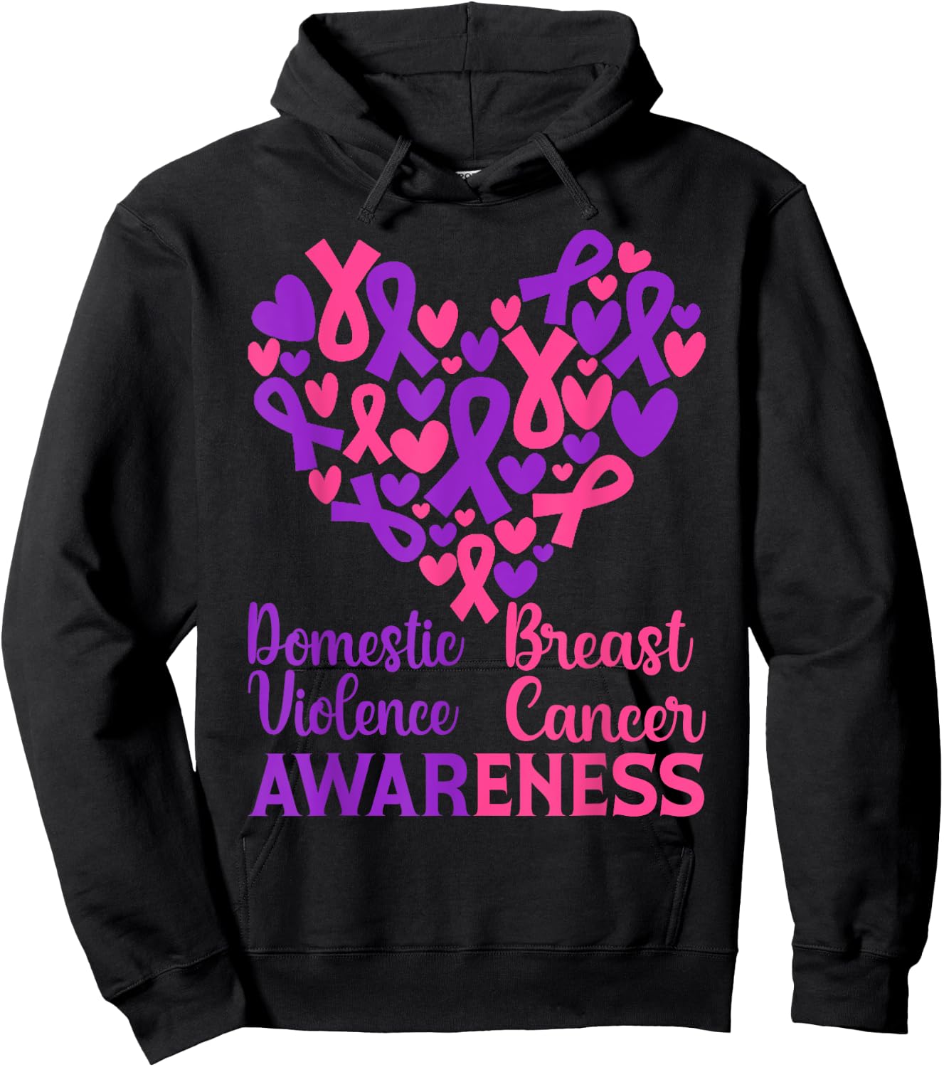 Domestic Violence & Breast Cancer Awareness Month Warrior Hoodie - Hoodie | Black