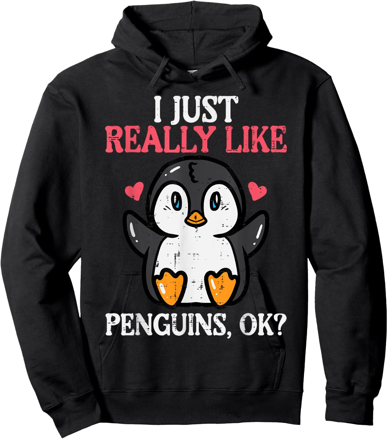 I Just Really Like Penguins Ok Cute Boys Girls Kids Toddler Hoodie - Hoodie | Black