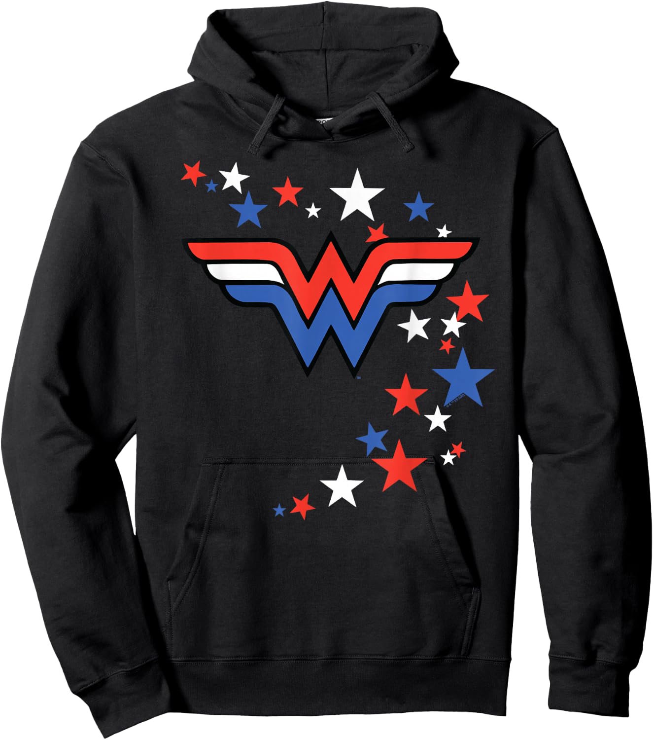 Wonder Woman Swirling Stars 4th of July Hoodie - Hoodie | Black