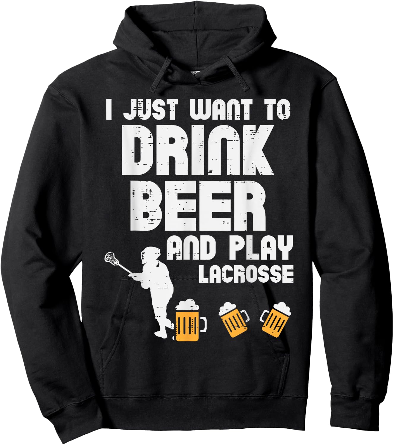 Drink Beer And Play Lacrosse Drinking Lax Player Men Women Hoodie - Hoodie | Black