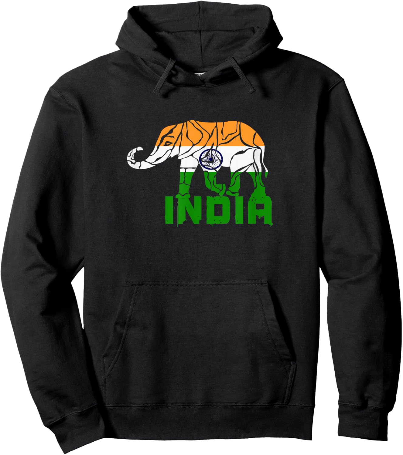 Indian elephant with national colours and national flag gift Hoodie - Hoodie | Black