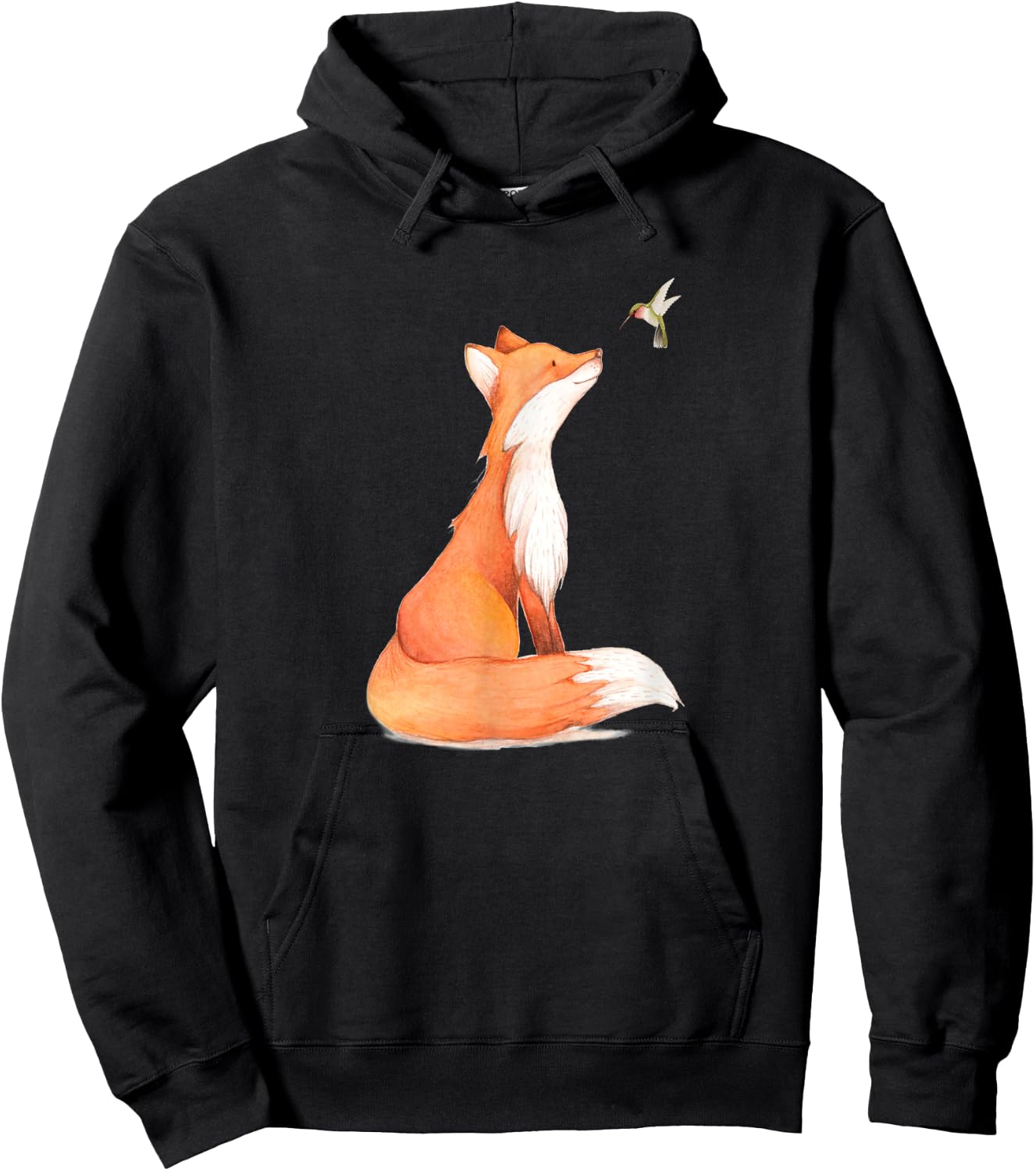 The Cute Fox And Hummingbird Vintage Retro Gift Lover Hoodie - Hoodie | Black