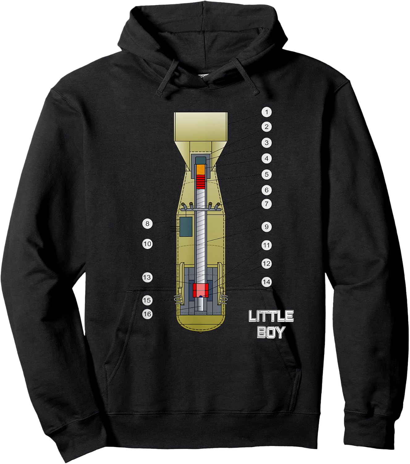 Little Boy - Nuke Bomb Diagram - Nuclear Warhead Missile Hoodie - Hoodie | Black