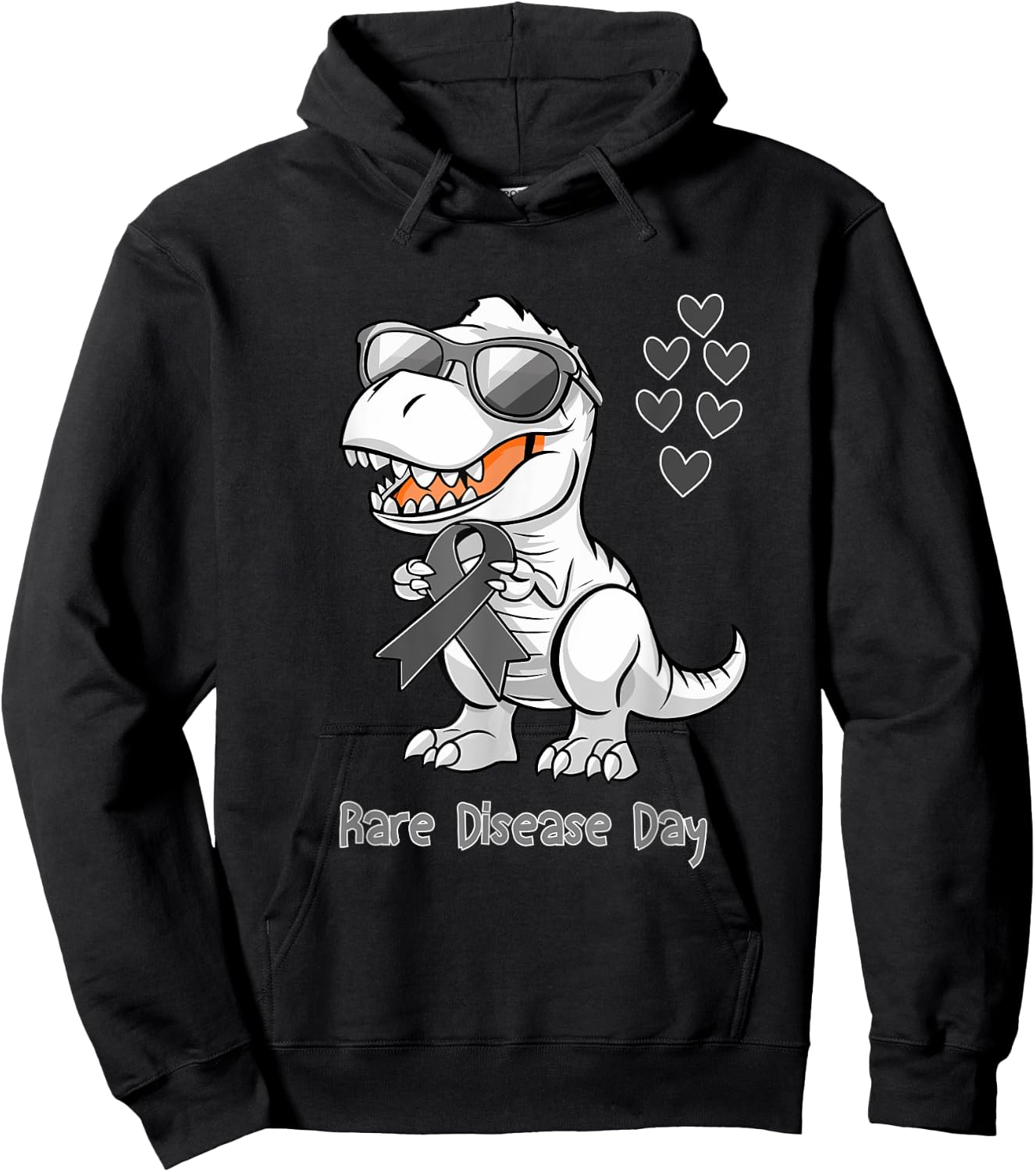 T-rex Dinosaur Rare Disease Day Dino Toddlers Hoodie - Hoodie | Black