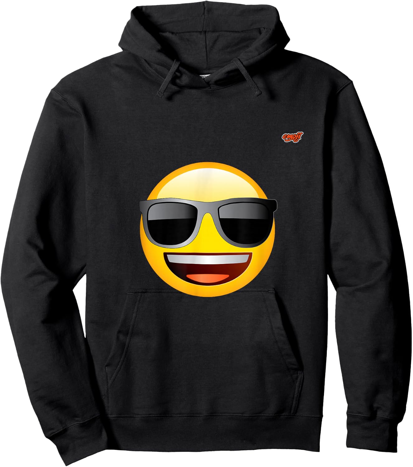 emoticon happy face sunglasses , Black, S Hoodie - Hoodie | Black