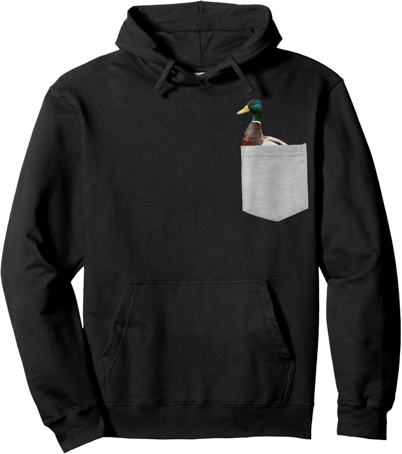 Animal in Your Pocket Funny Mallard Duck Peeking Out Hoodie - Hoodie | Black
